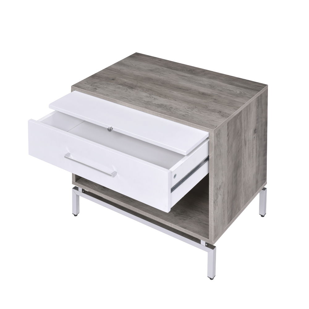 Cistus - Accent Table - Weathered Gray Oak & White, dark gray, view 4