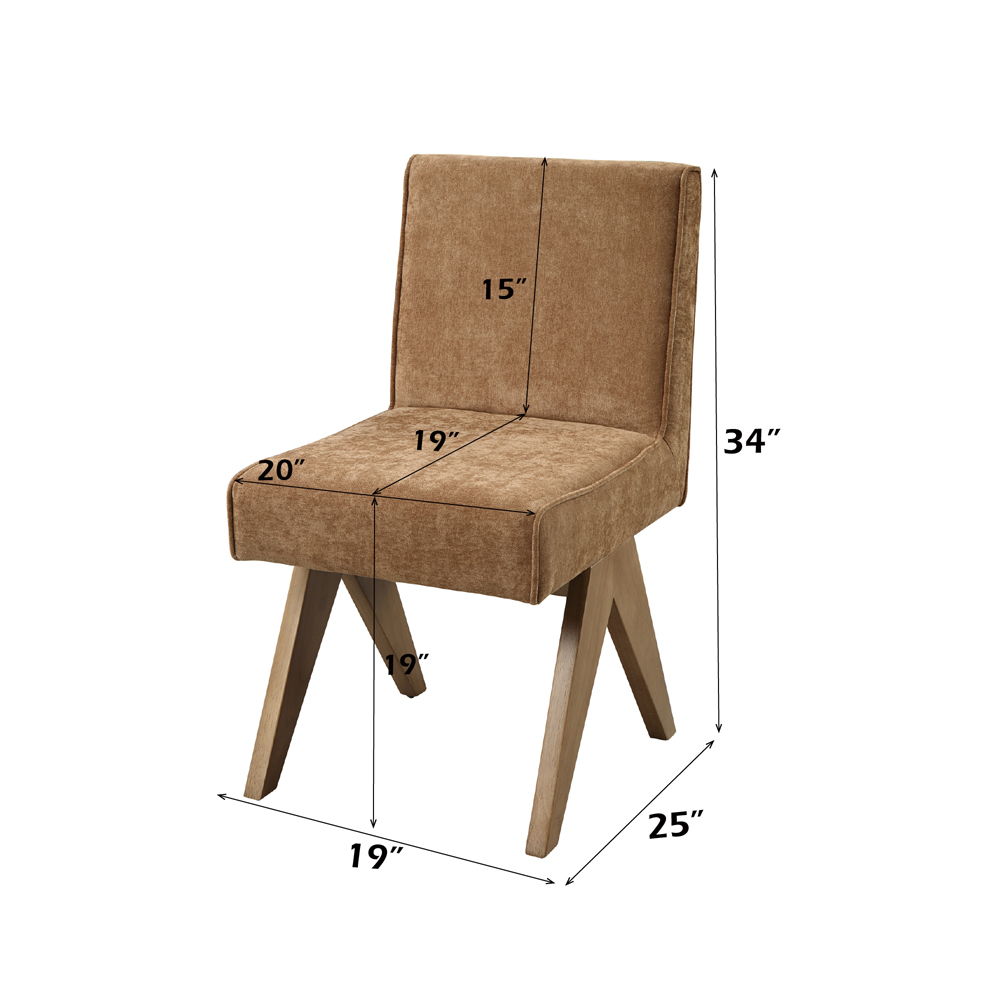 Zoey - Side Chair (Set of 2) - Chocolate Chenille & Oak, dark brown, view 7