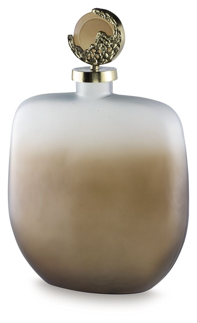 Acario - 17" Jar - Taupe / Gold Finish