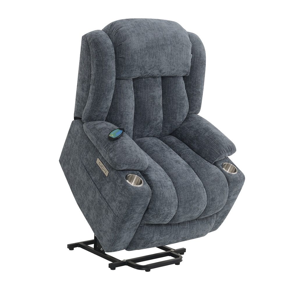 Omarion - Power Recliner With Lift & Heating & Massage - Blue Chenille, blue, view 8