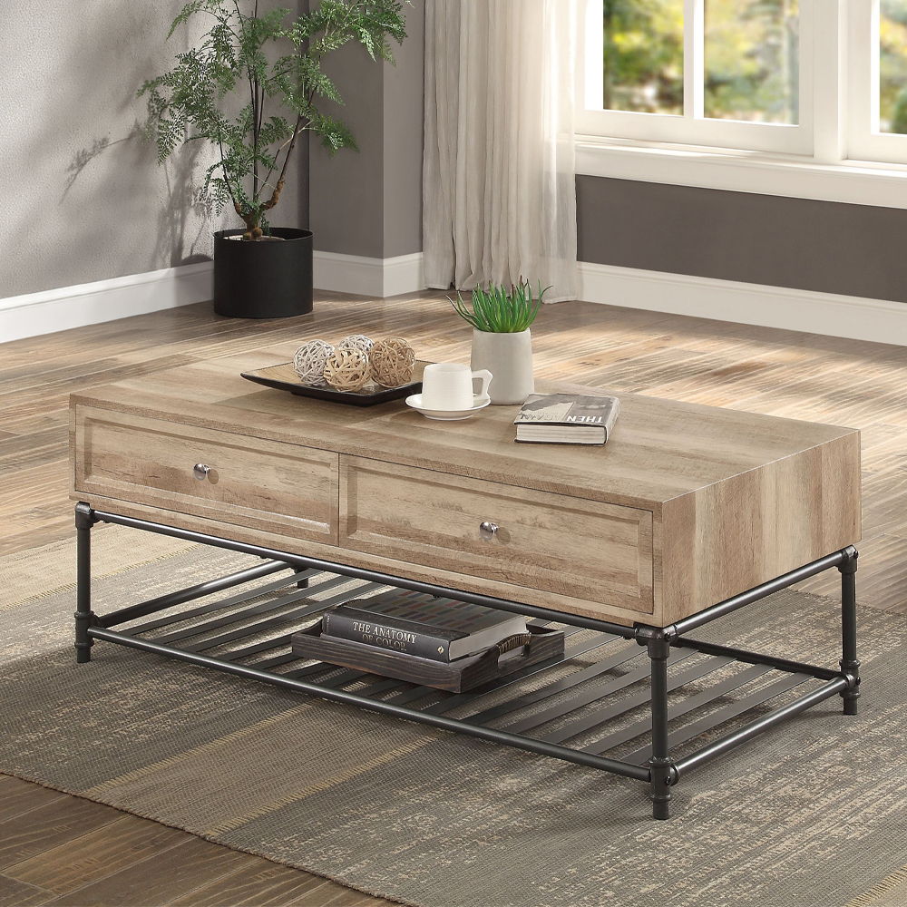 Brantley II - Coffee Table - Oak & Sandy Black, light brown