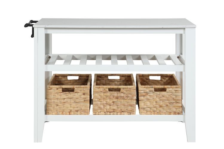 Sezye - Kitchen Island - Marble Top & White, white, view 4