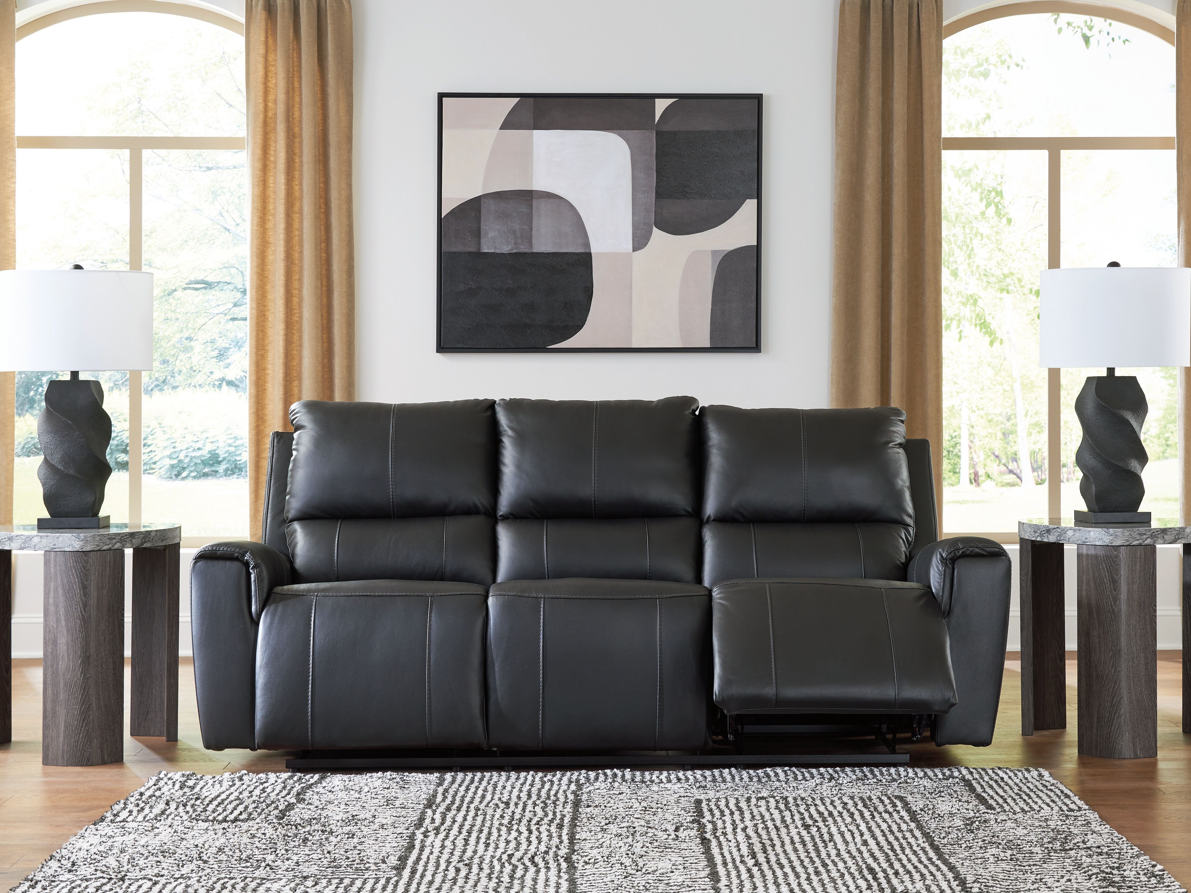 Ashley Furniture Glossmore - Reclining Sofa - Black - Image 6