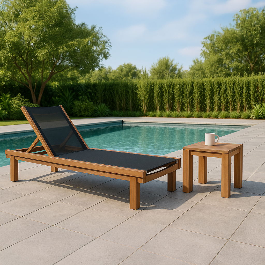 Tulum - Water Resistant Outdoor Patio Lounger - Black