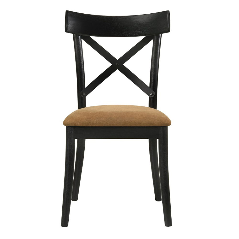 Hillary - Side Chair (Set of 2) - Brown Leather Aire, Walnut & Black, black, view 8