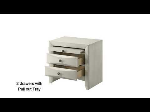 Ramondi - Queen Bed With Storage & LED - Antique White, white, view 8