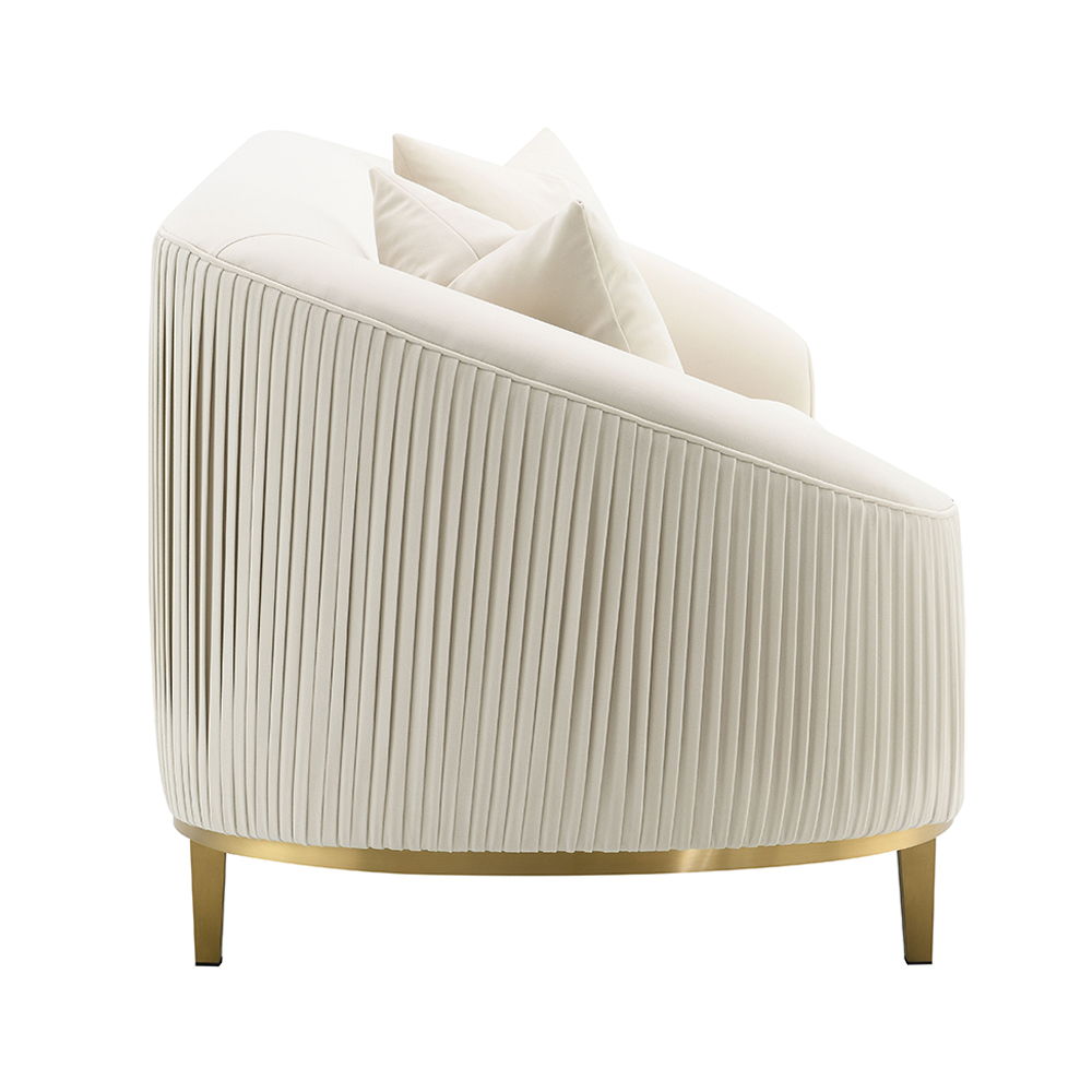 Martina - Sofa With 2 Pillows - Ivory Velvet, beige, view 2