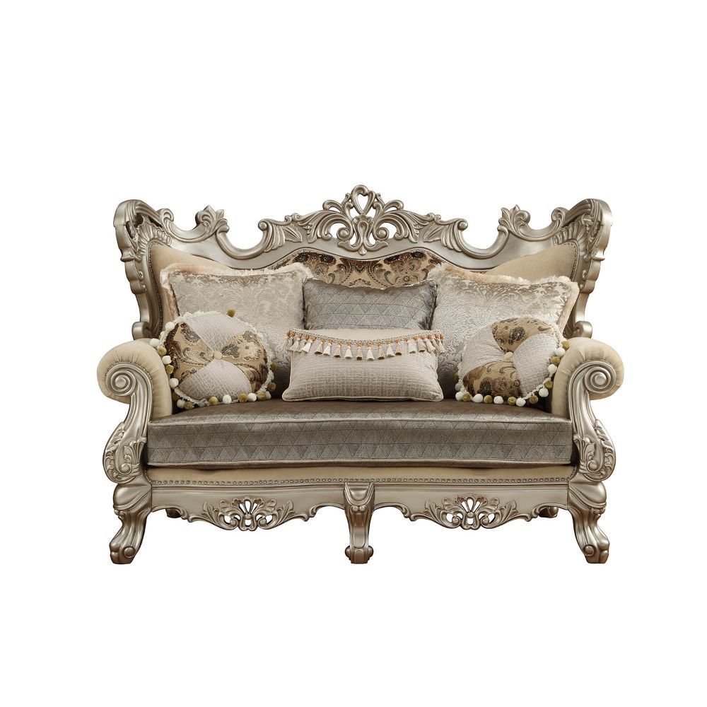 Ranita - Loveseat With 6 Pillows - Fabric & Champagne, beige, view 2