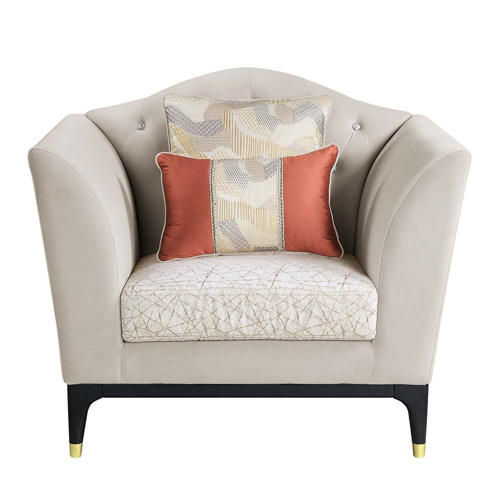 Tayden - Chair With 2 Pillows - Beige Velvet, beige, view 8