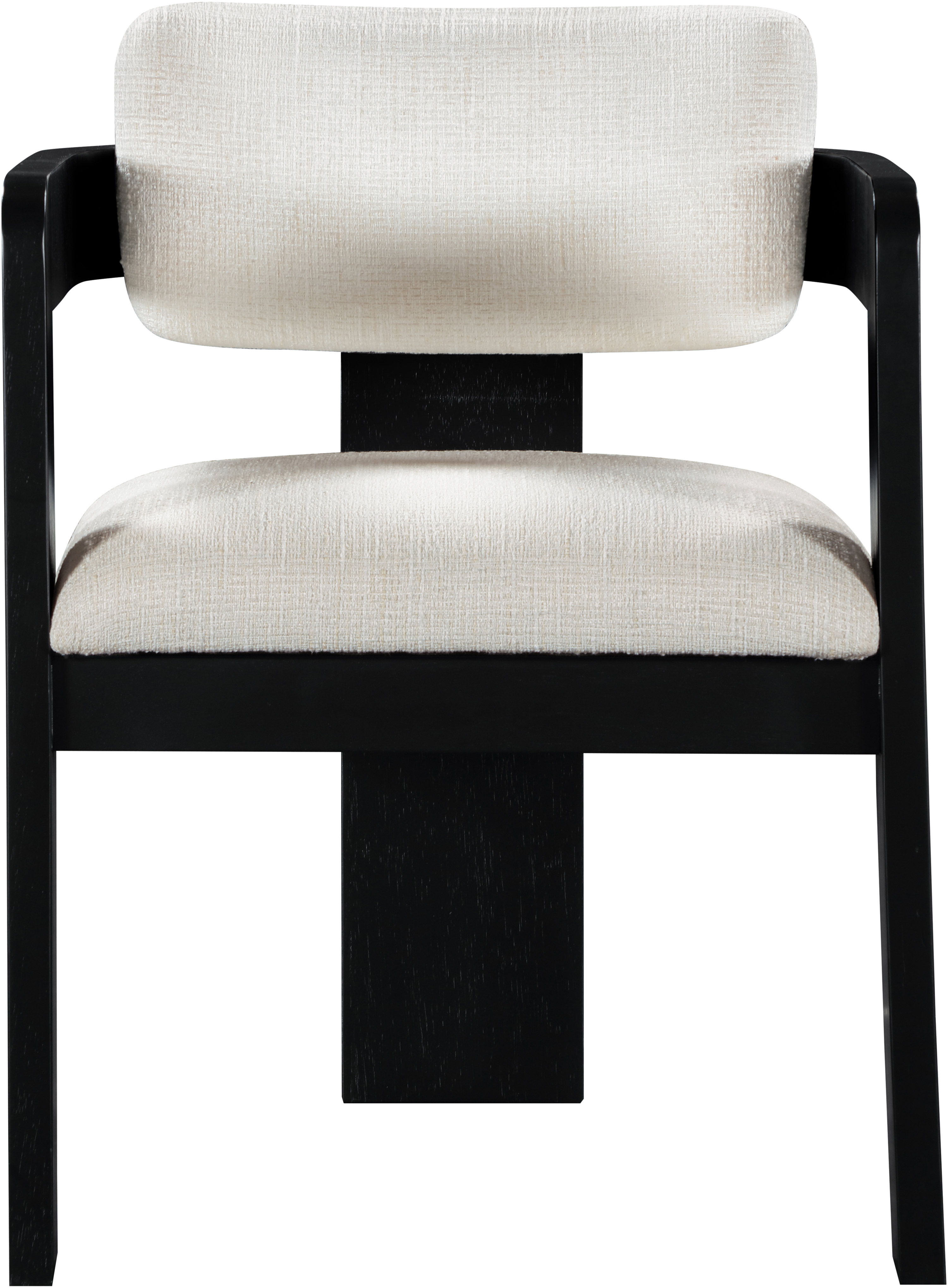 Sacha - Linen Dining Chair With Black Base (Set of 2) - Cream