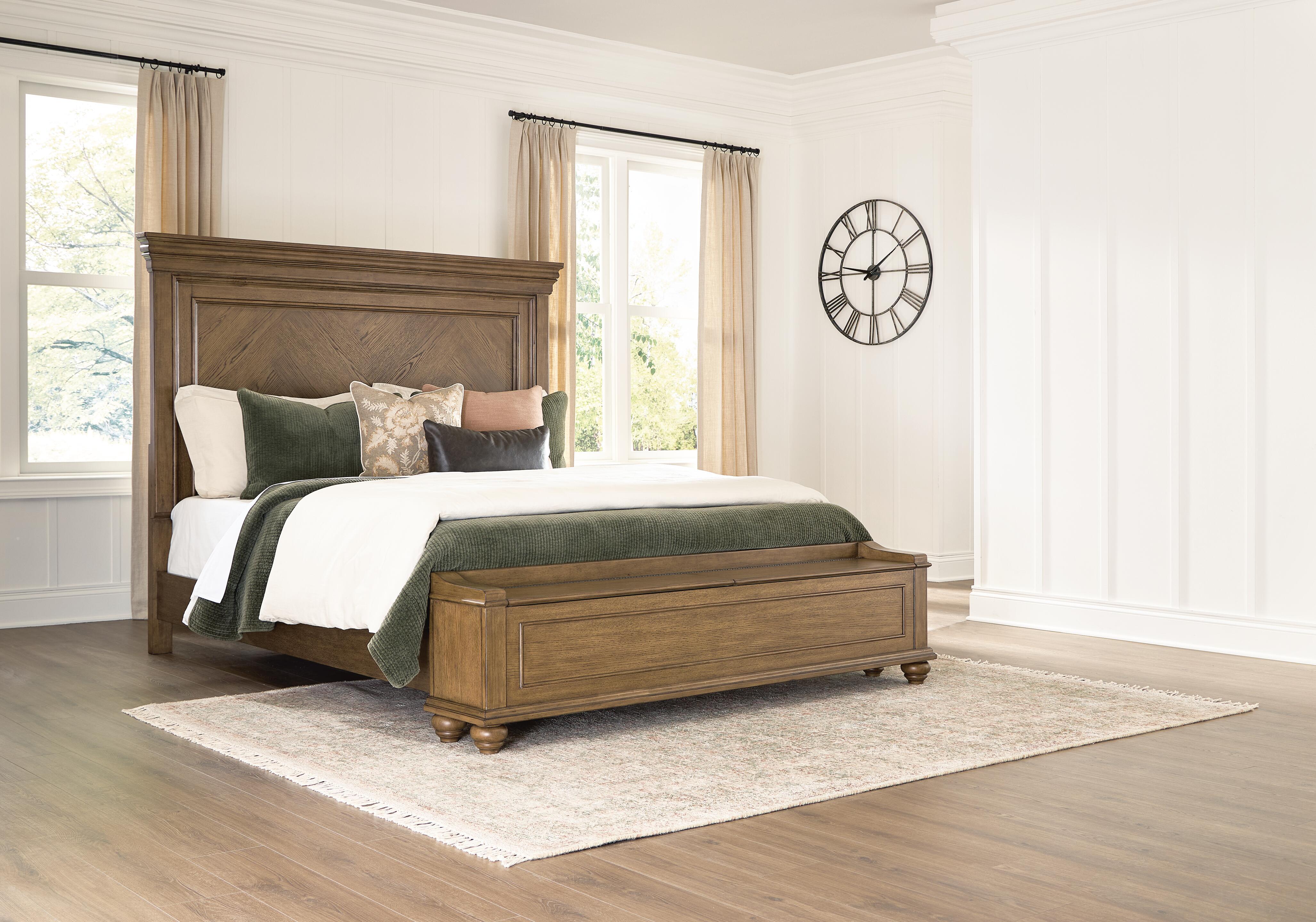 Karallin - King Panel Storage Bed - Medium Brown