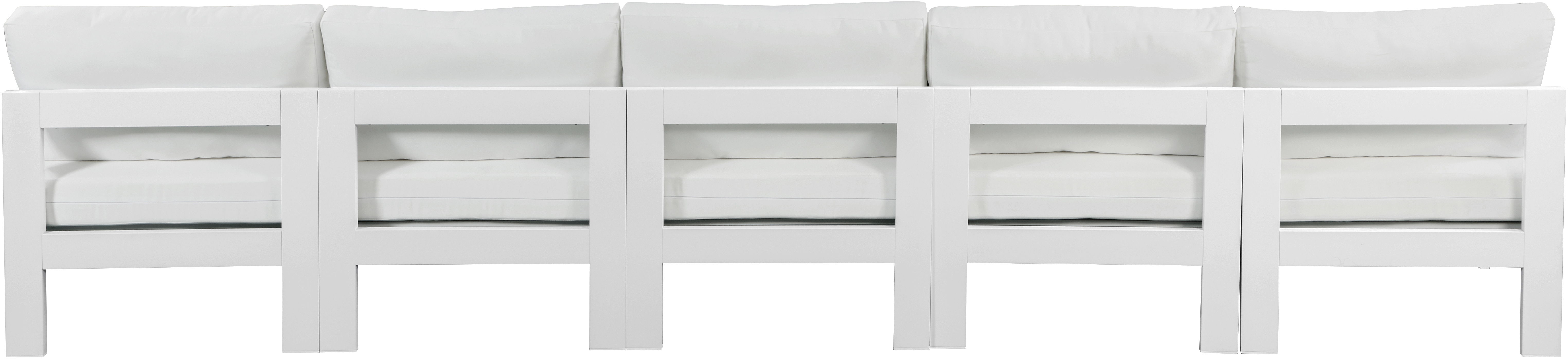 Nizuc - Outdoor Patio 5 Piece Modular Armless Sofa With White Frame - White