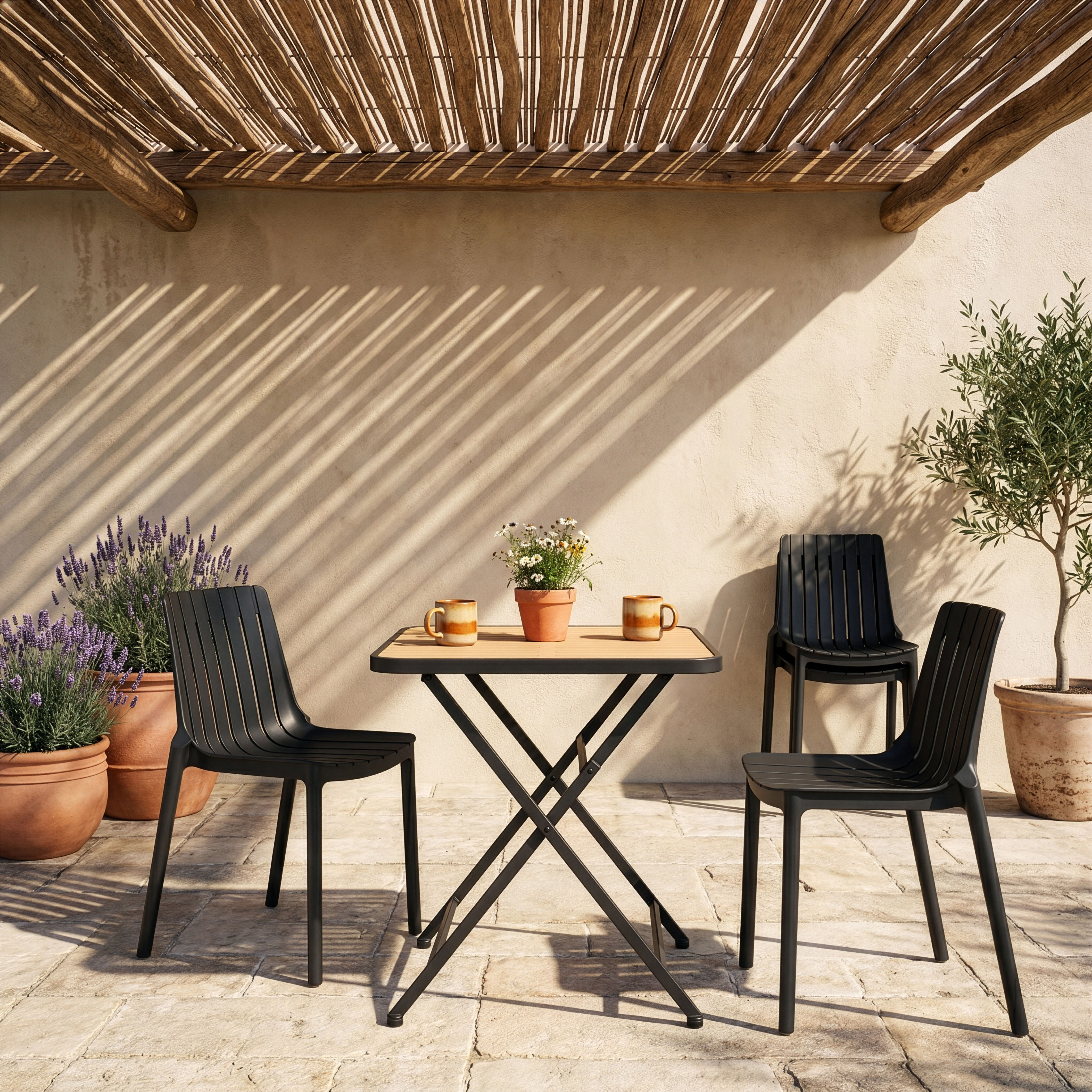 Marilla - Polypropylene Outdoor Patio Dining Chair (Set of 4) - Black