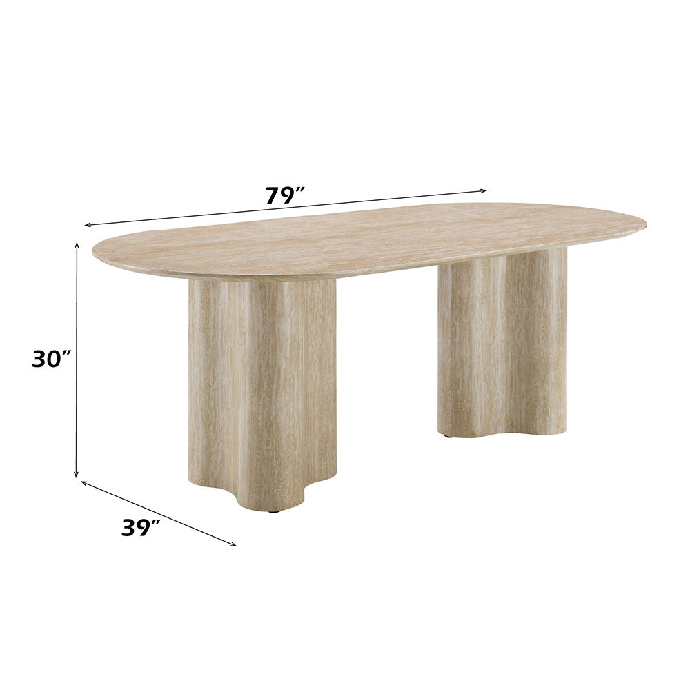Jirina - Dining Table - Travertine Pattern, light brown, view 8