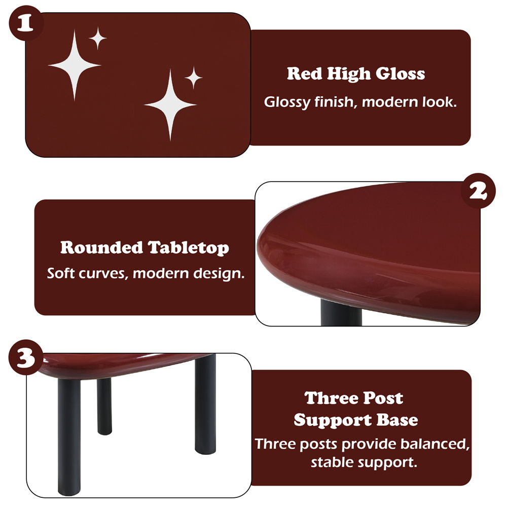 Eddie - End Table - Red High Gloss, dark red, view 6
