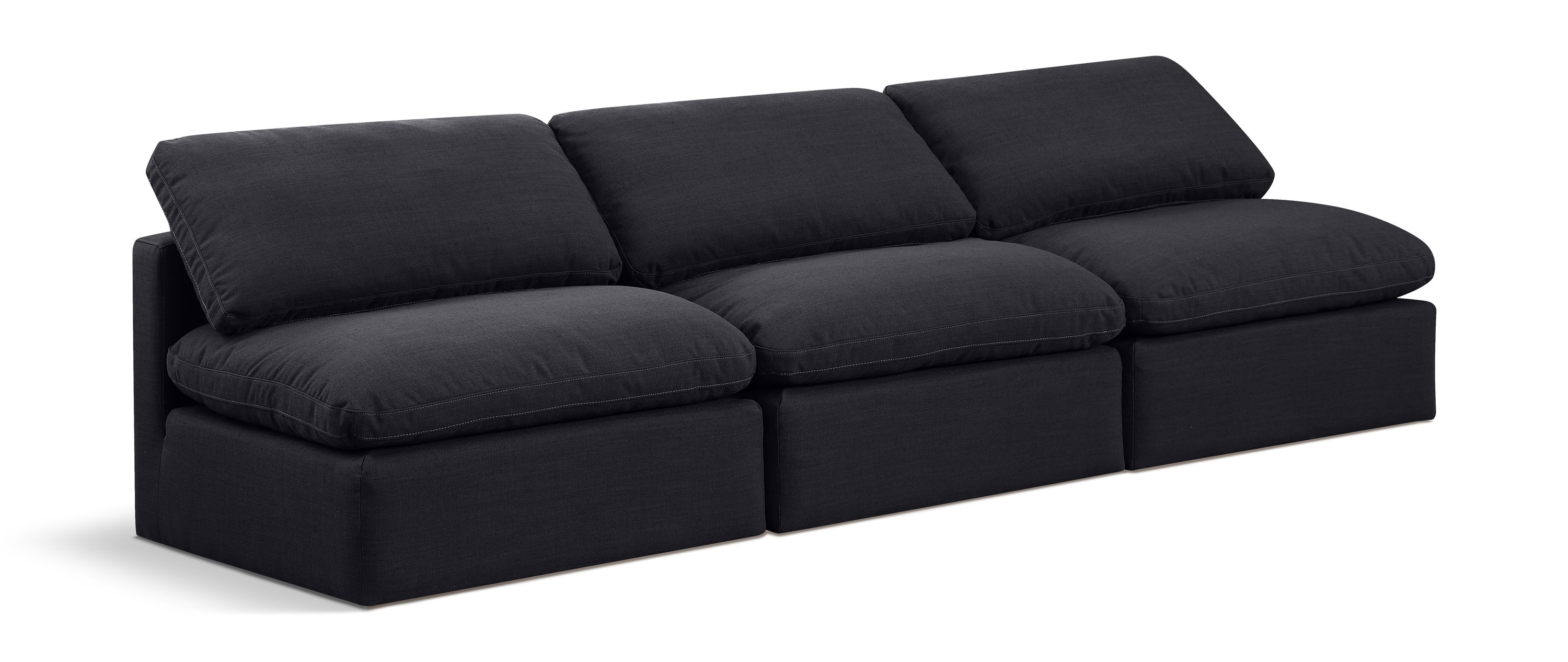 Indulge - Linen 3 Seat Modular Armless Sofa - Charcoal