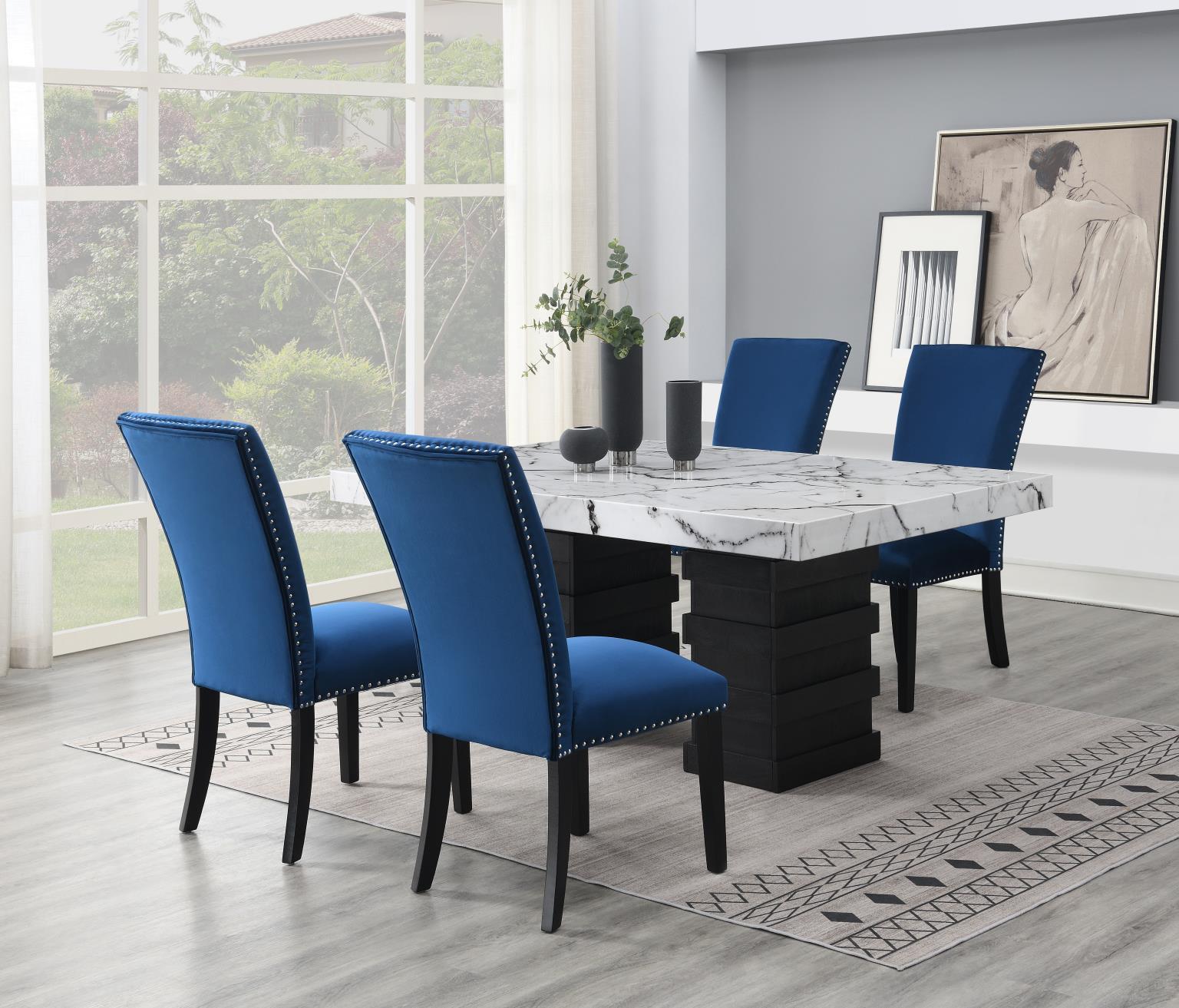 D139 - 5 Piece Dining Room Set (Table, 4 Chairs) - Blue