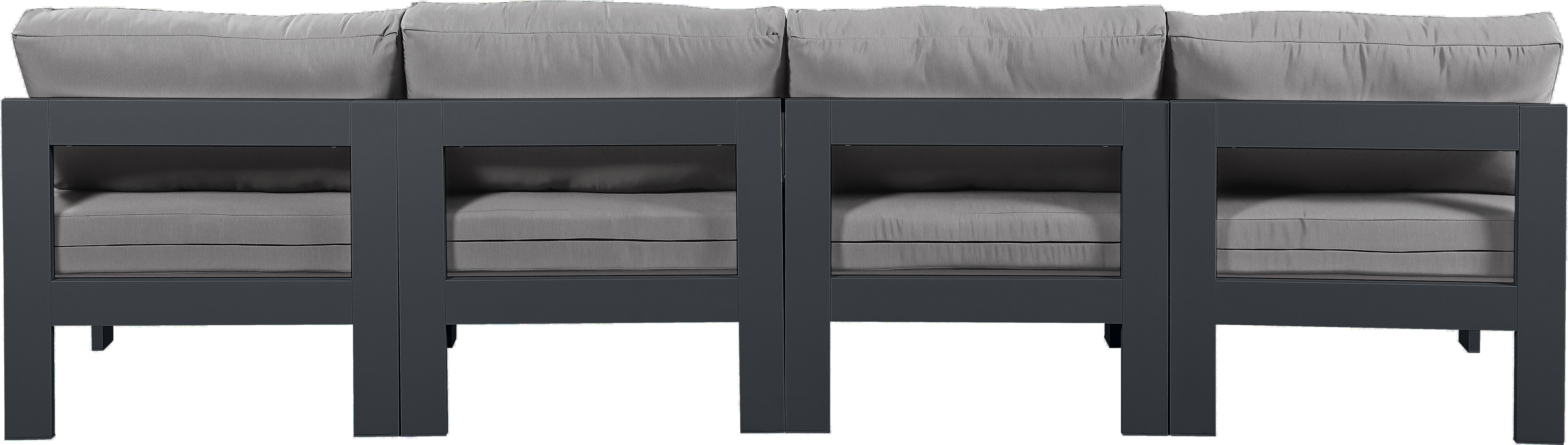 Nizuc - Outdoor Patio 4 Piece Armless Modular Sofa With Gray Frame - Gray