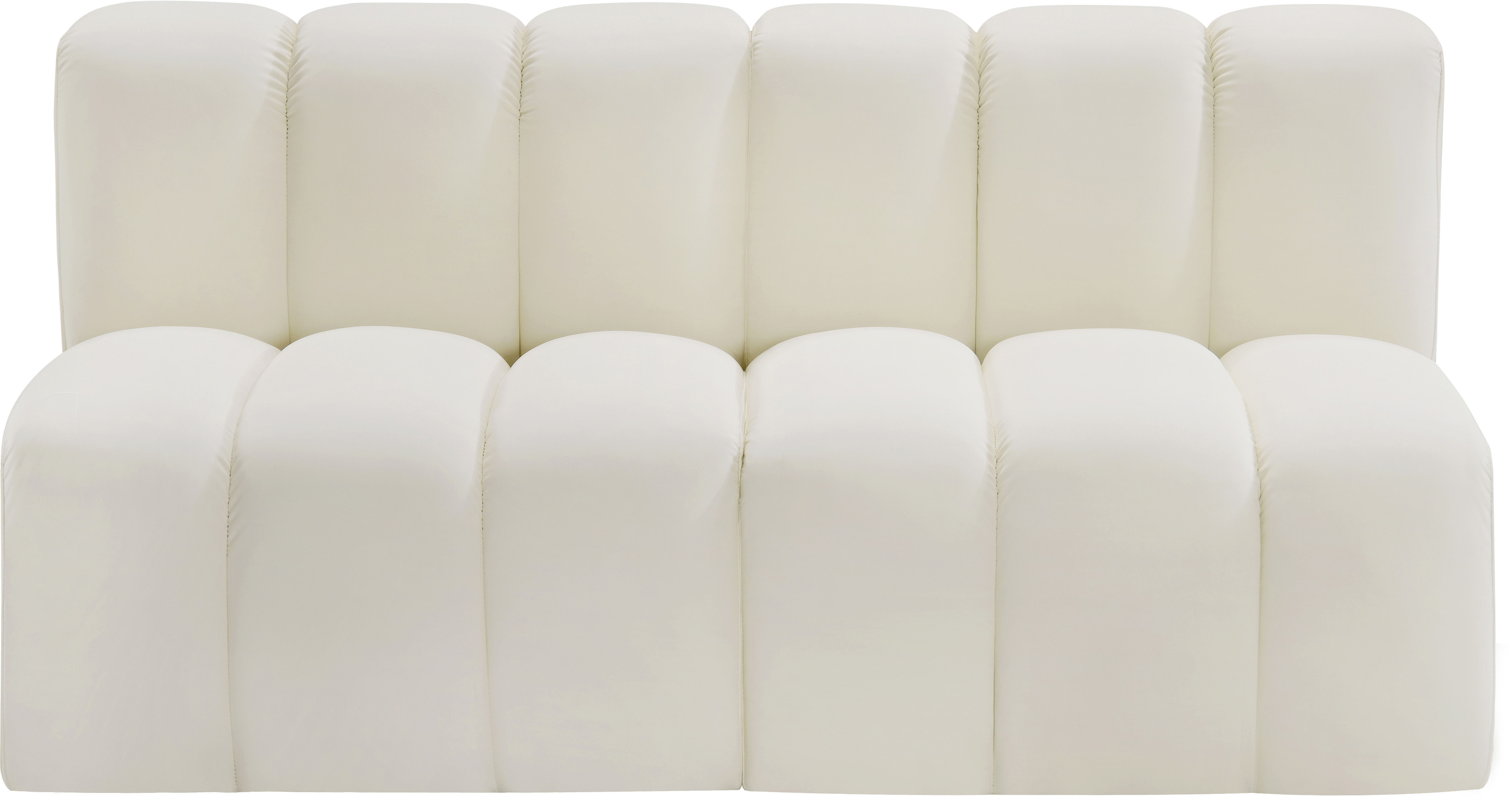 Arc - Faux Leather 2 Pieces Modular Sofa - Cream