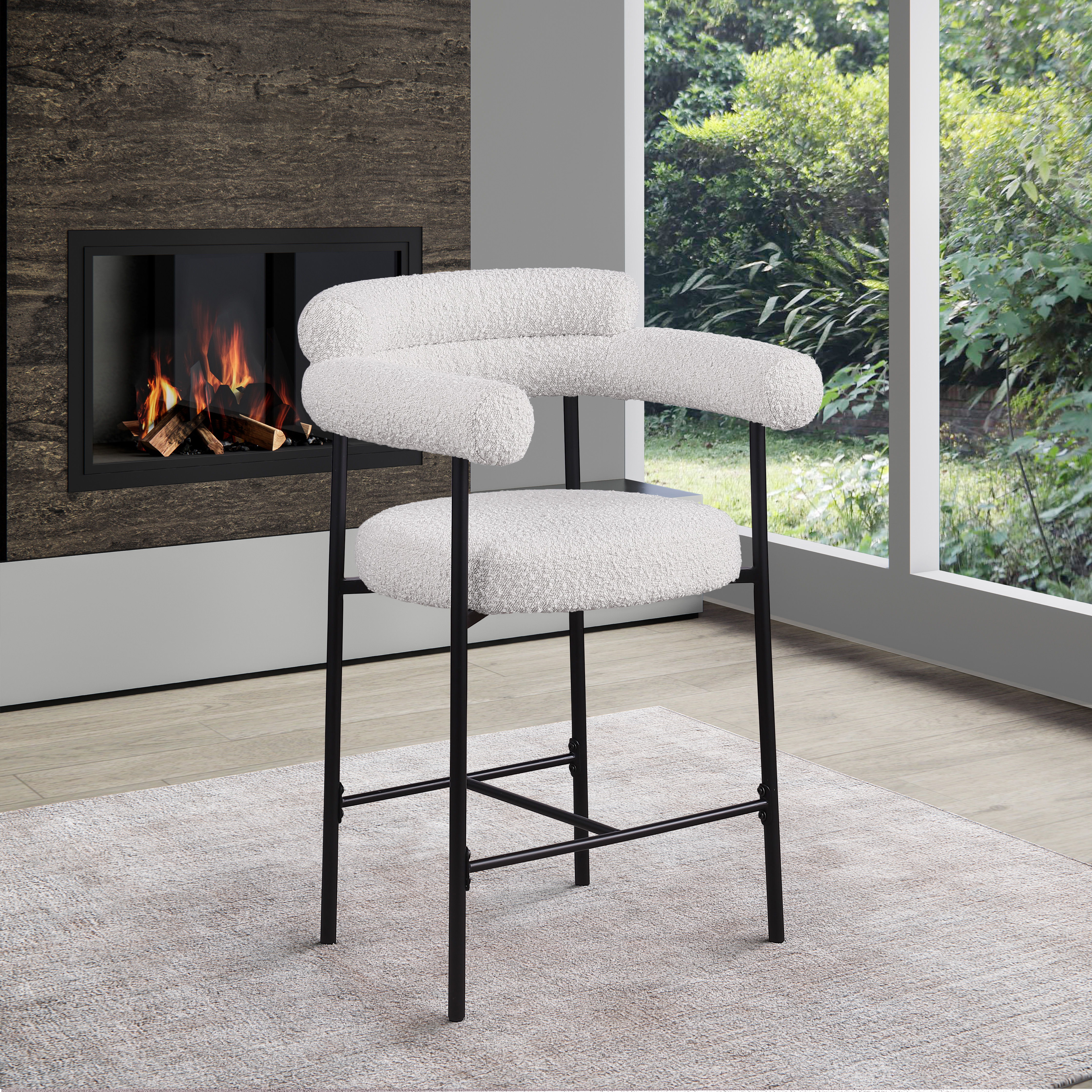 Blake - Counter Stool With Black Base (Set of 2) - Cream