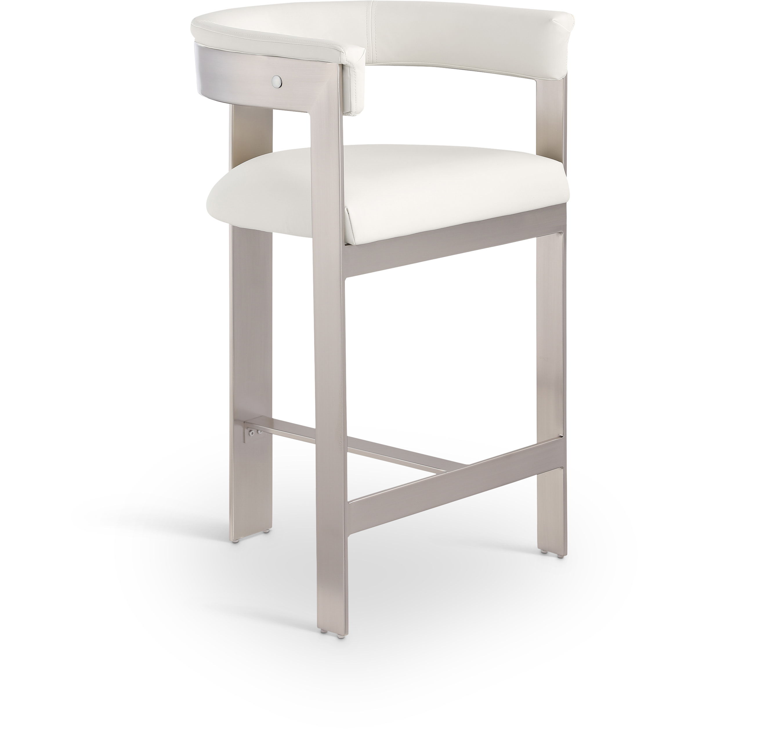 Romeo - Faux Leather Counter Stool With Silver Base (Set of 2) - Cream