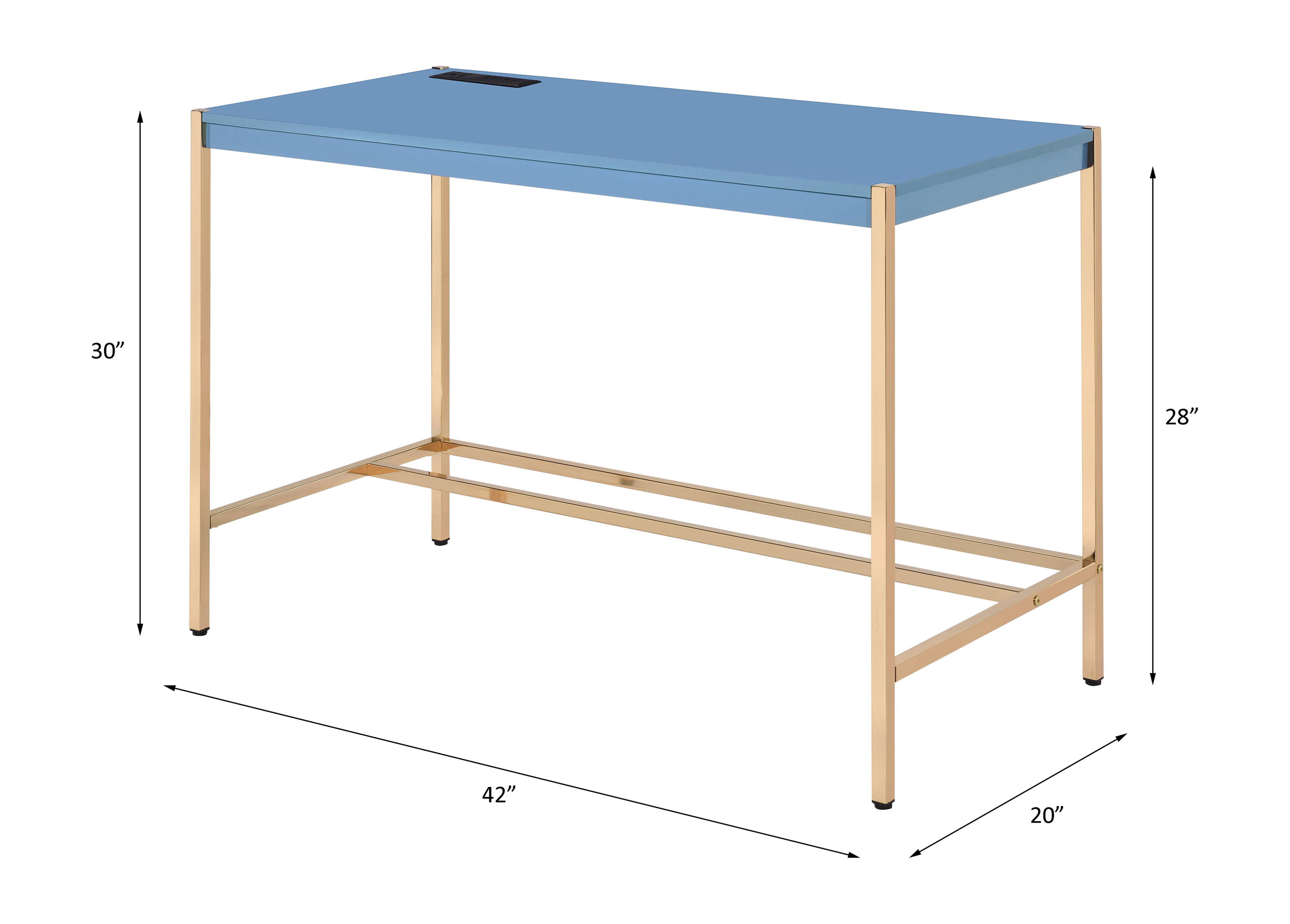 Midriaks - Writing Desk With USB - Navy Blue & Gold, blue, view 7