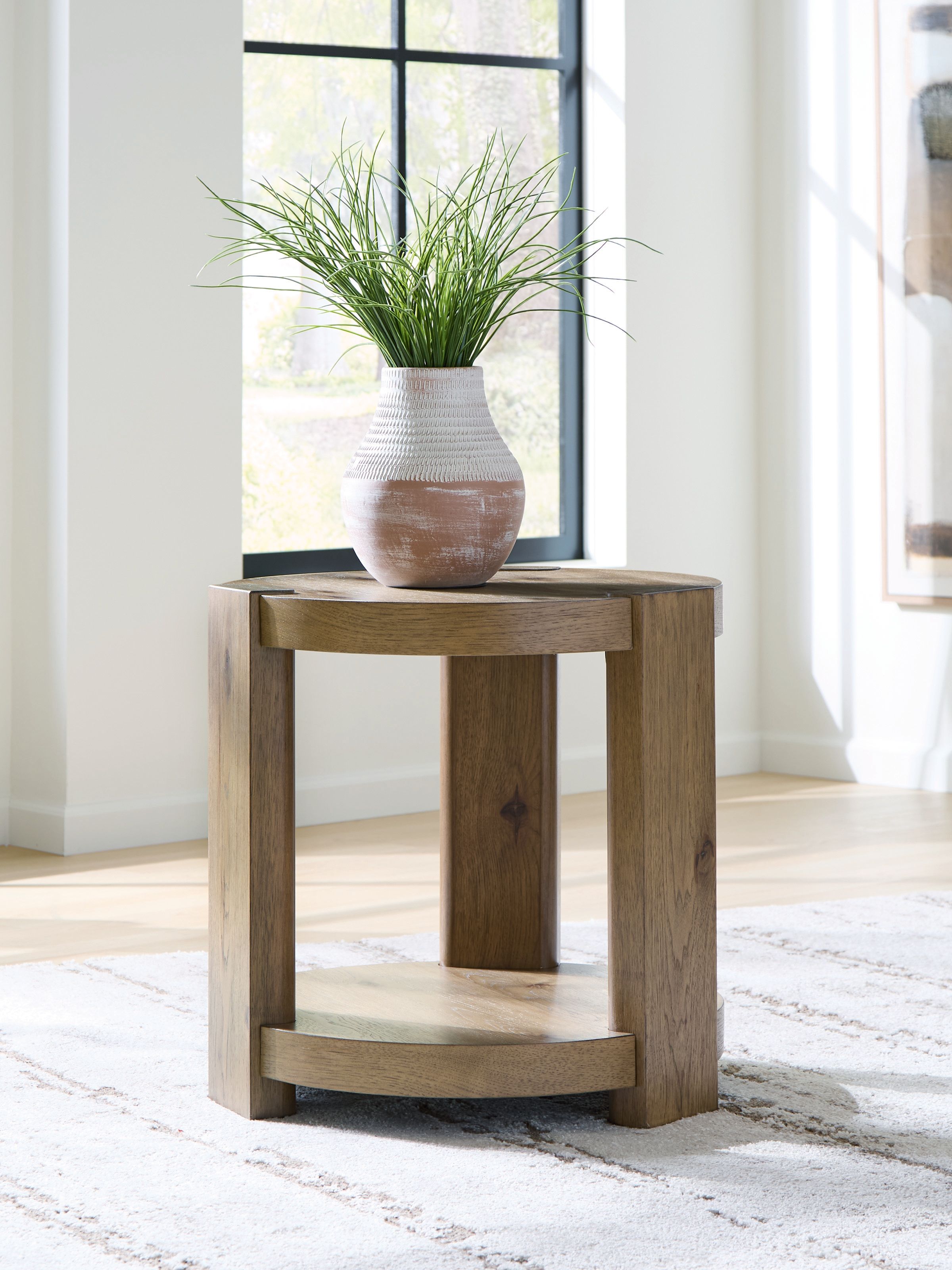 Ashley Furniture Flangren - Round End Table - Light Brown - Image 2
