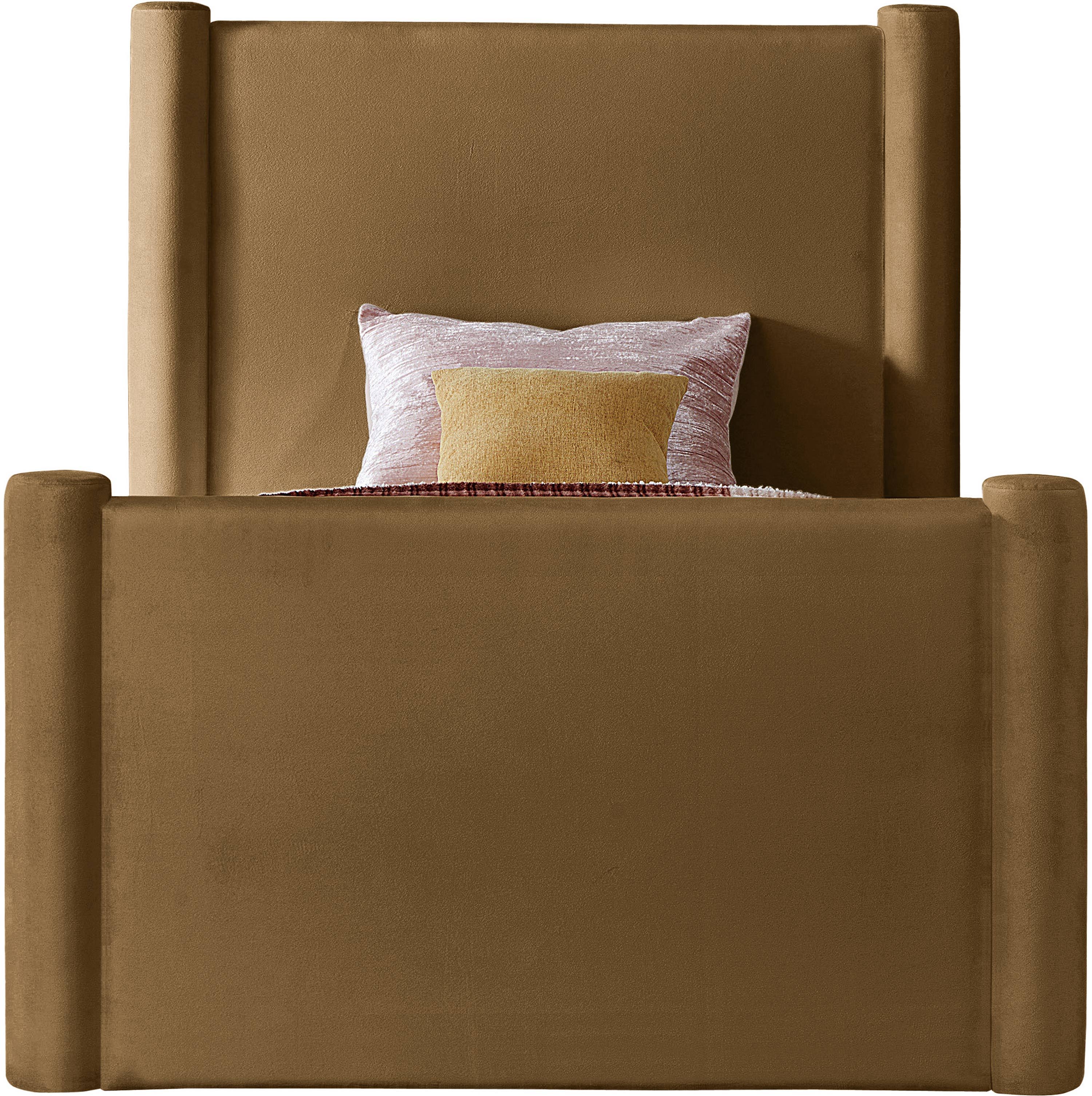 Elias - Velvet Twin Bed - Saddle