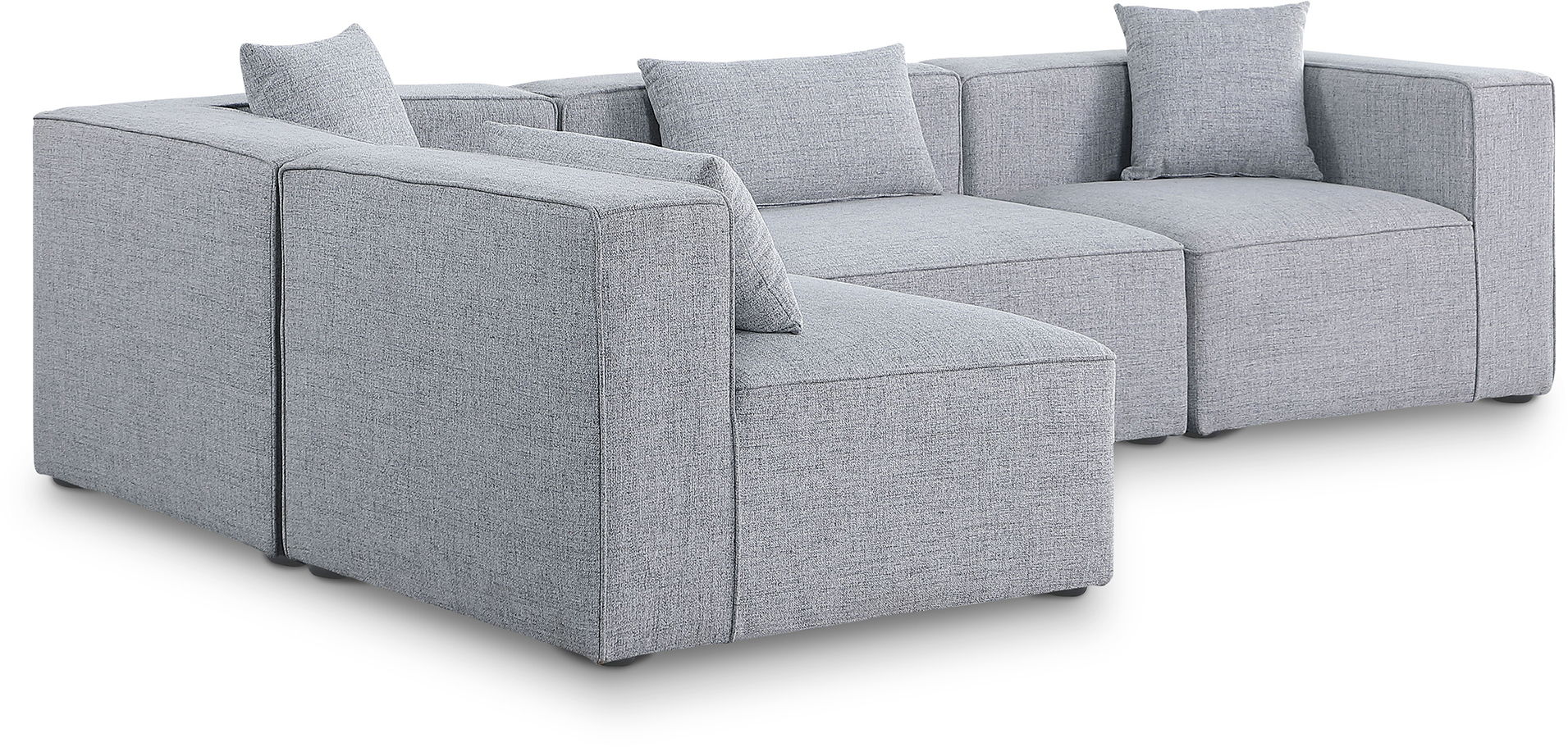 Cube - Linen 4 Piece Modular Corner Sectional - Gray
