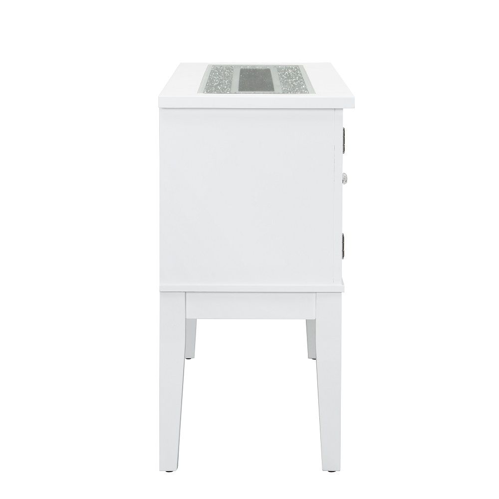 Elizaveta - Server - Faux Crystal Diamonds & White High Gloss, white, view 2