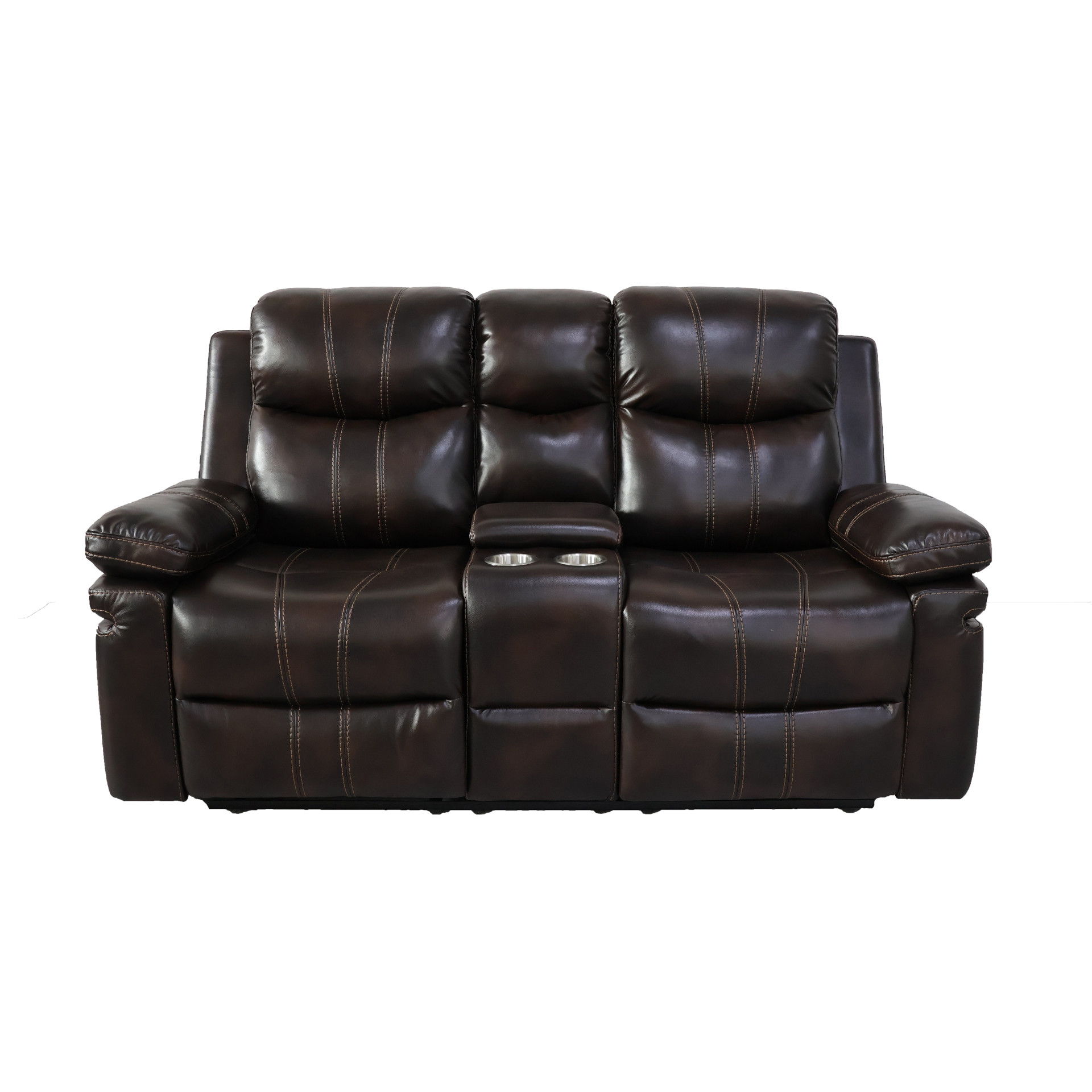 Kellen - Console Loveseat With Dual Recliners - Brown