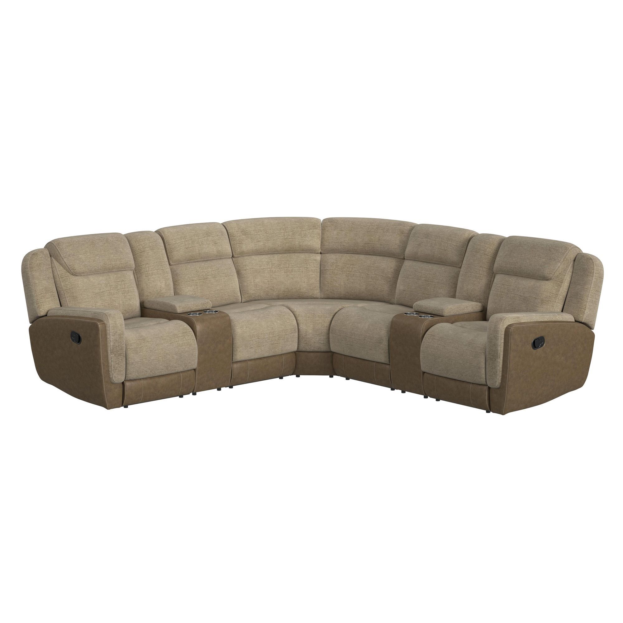 Hornet - 3 Piece Motion Sectional Set With Console - Rancho Beige