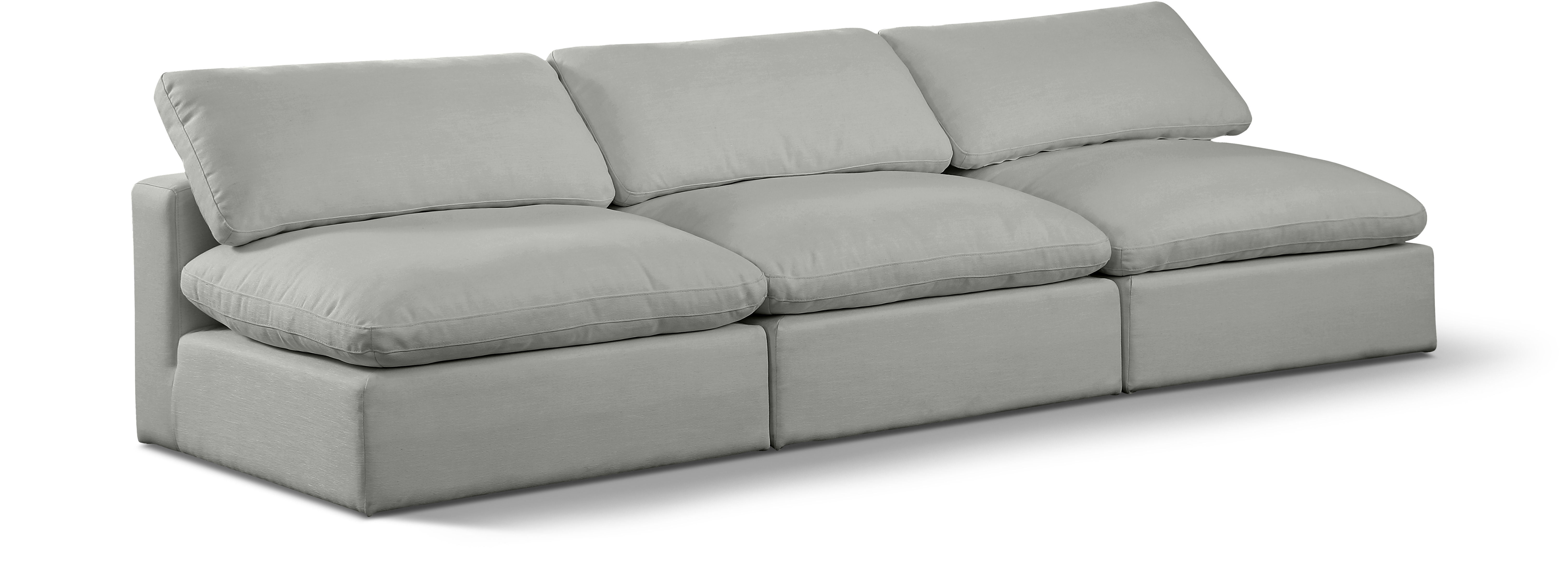 Comfy - Linen Modular Armless Sofa 3 Seats - Gray