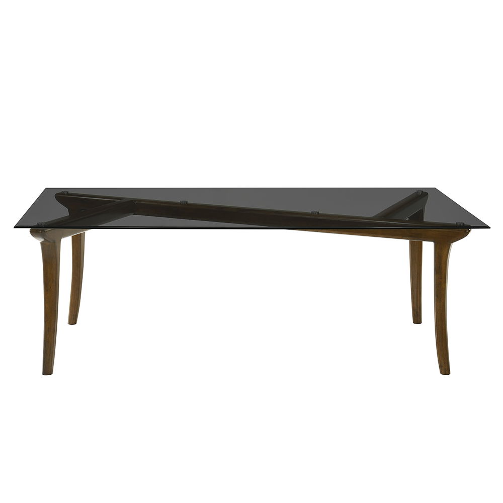 Danzel - Dining Table With Glass Top - Vintage Oak, dark brown, view 4