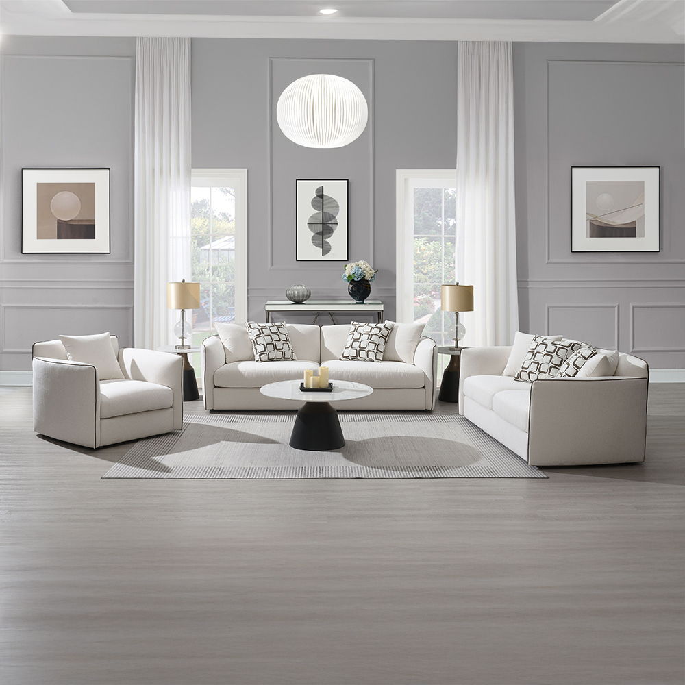 Yolanda - Sofa With 4 Pillows - Beige Chenille, beige, view 8
