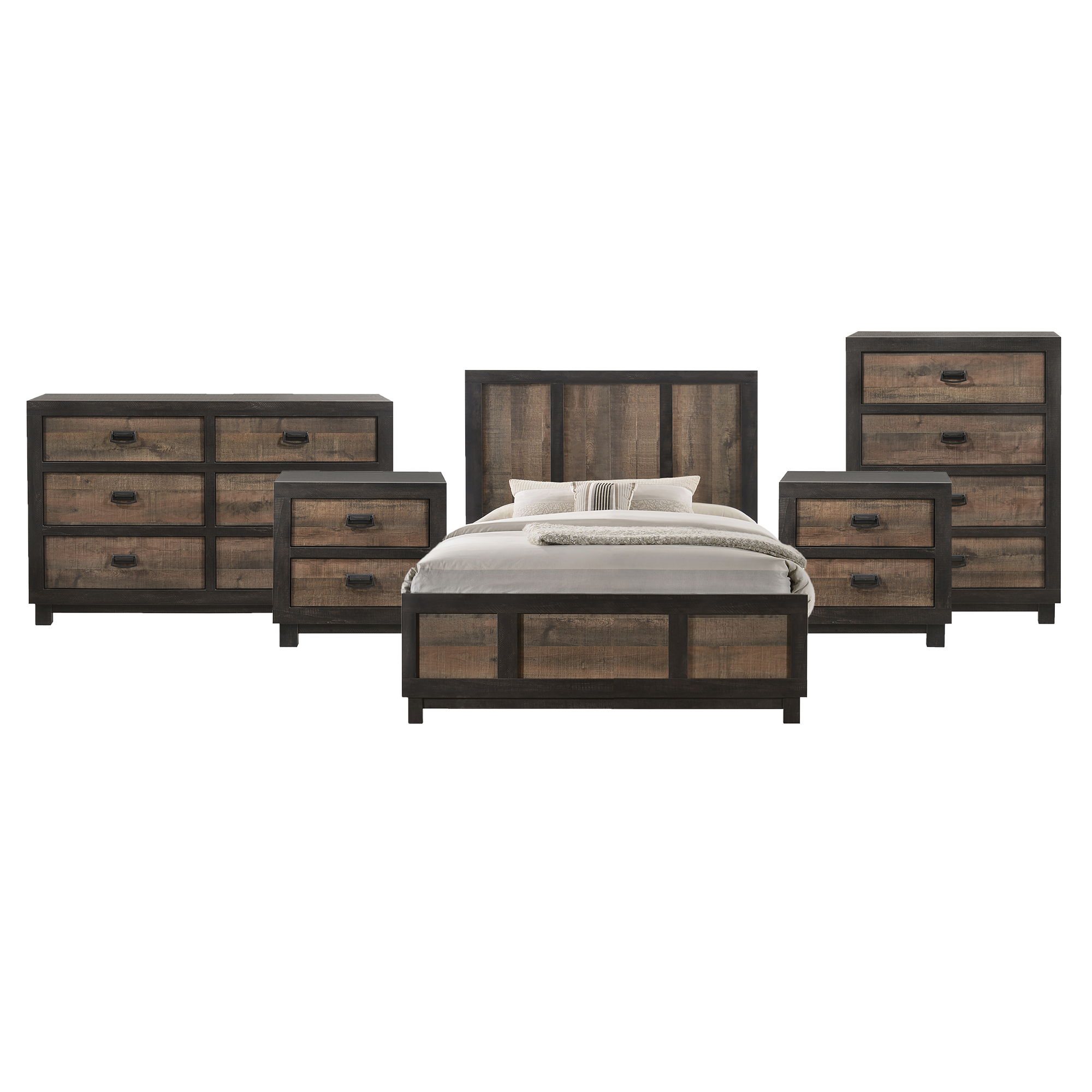 Queen · 5 Pc · Bedroom Set With 2 Nightstands, Dresser & Chest