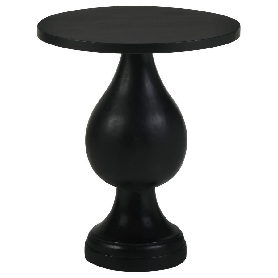 Dianella - Round Pedestal Base Accent Side Table - Black Stain Image