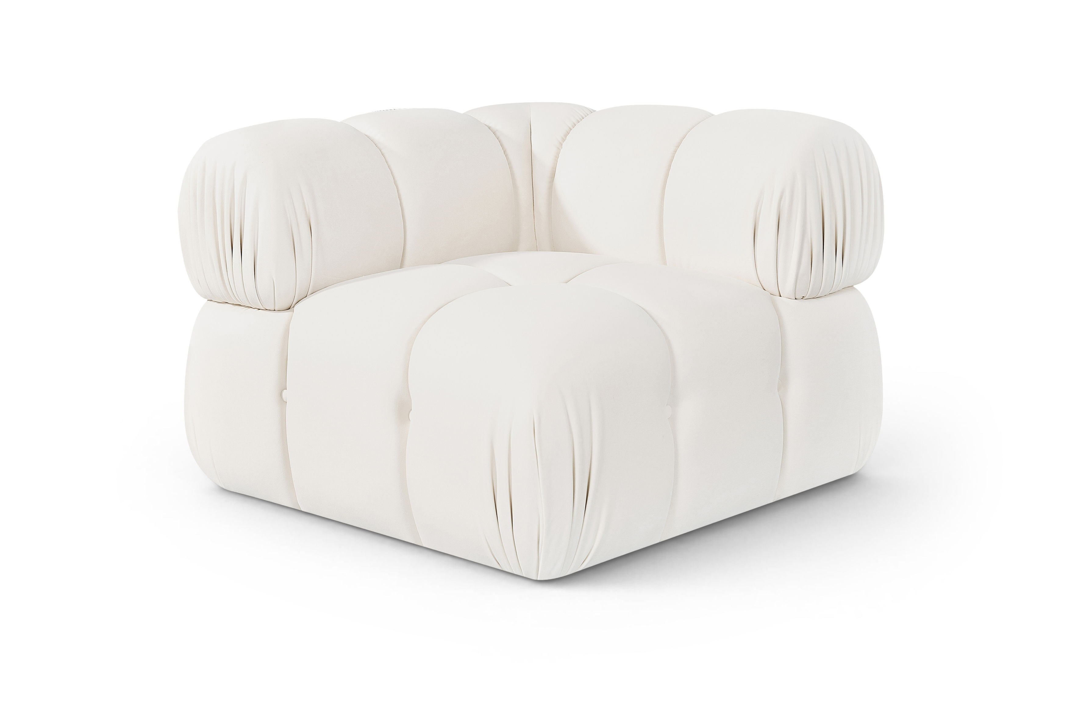 Orin - Velvet Performance Fabric Upholstered Modular Corner Chair - Cream