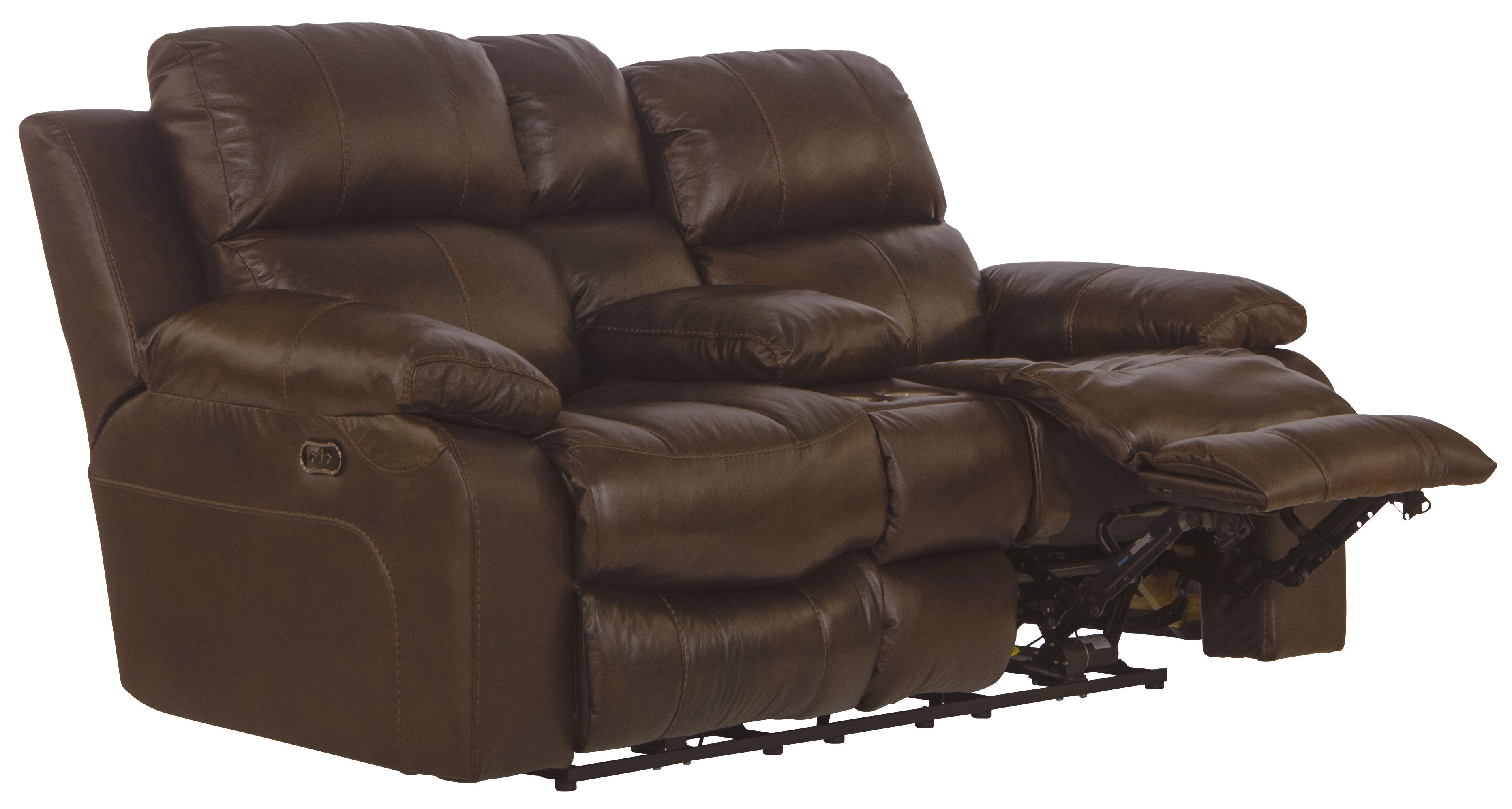 Positano - Top Grain Italian Leather Power Reclining Console Loveseat - Cocoa