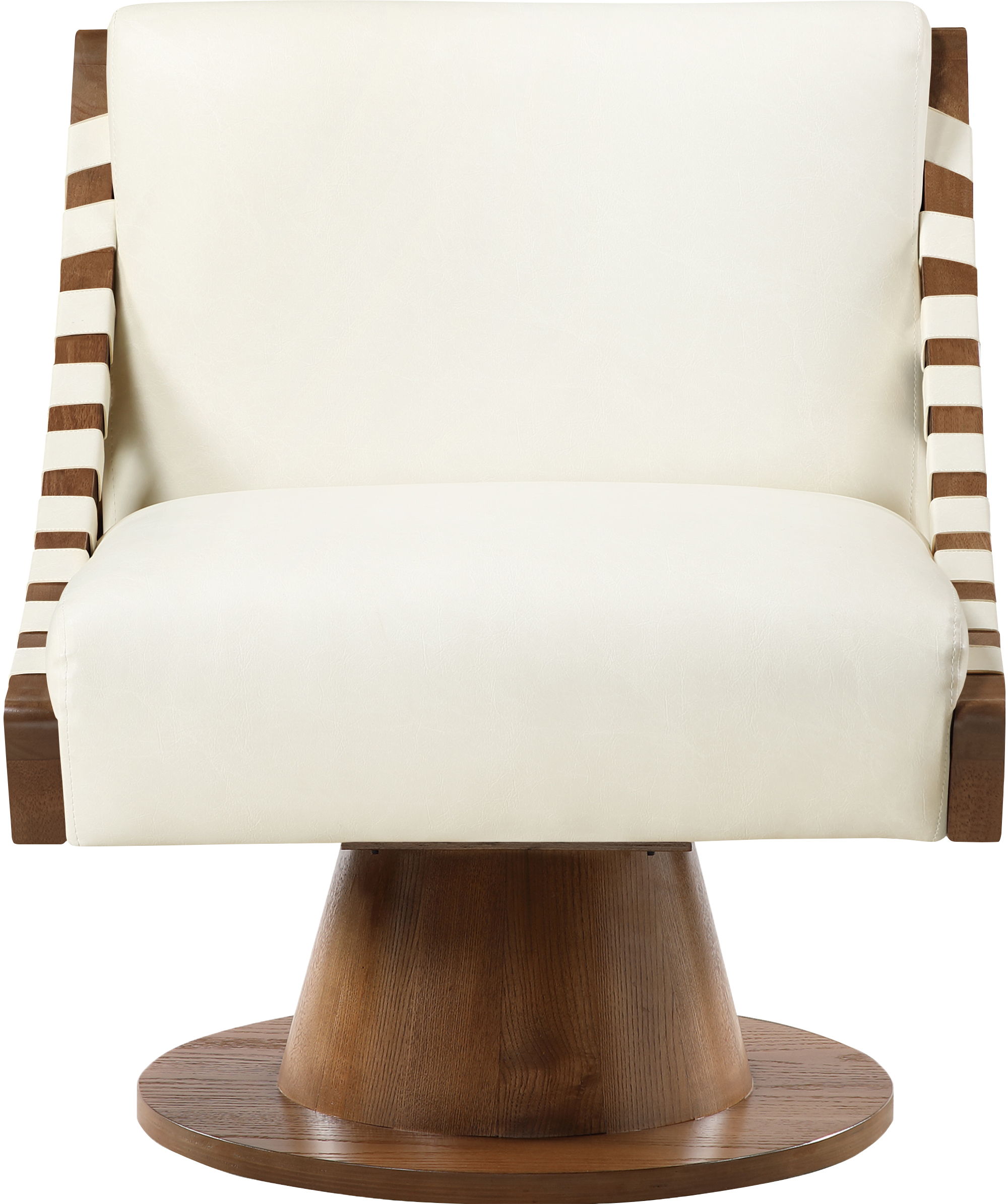 Millwin - Swivel Accent Chair With Brown Base - Cream