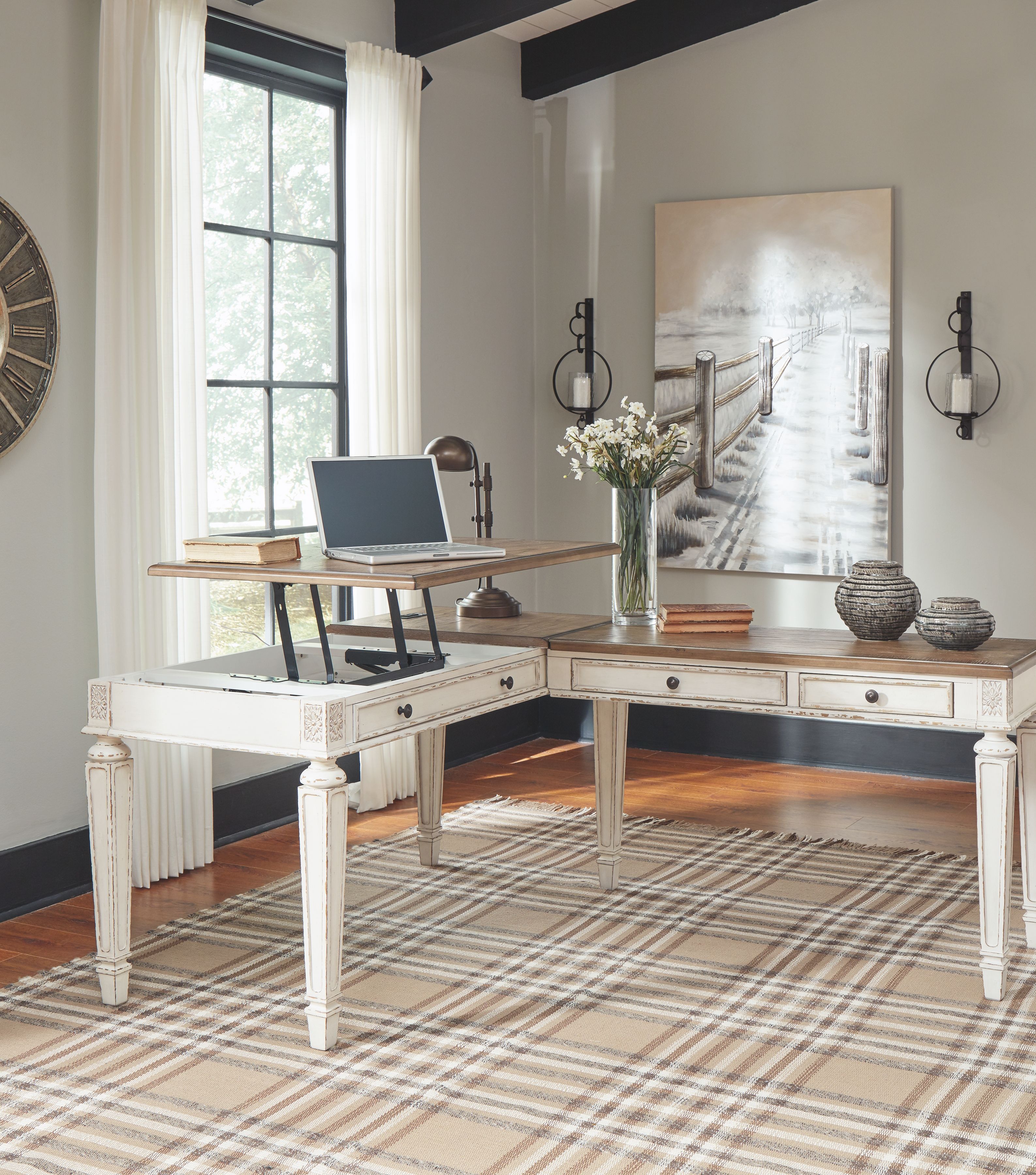 Ashley Furniture Realyn - Home Office Lift Top Desk - White / Brown - Image 7