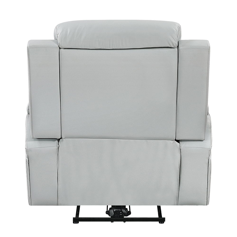 Elonzo - Power Motion Recliner With LED, Power Headrest & Speaker - Light Gray, light gray, view 4