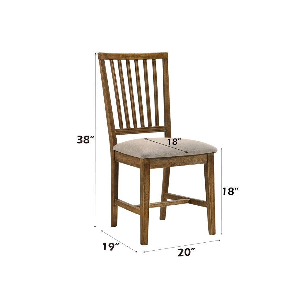 Wallace II - Side Chair (Set of 2) - Tan Linen & Weathered Oak, light brown, view 6