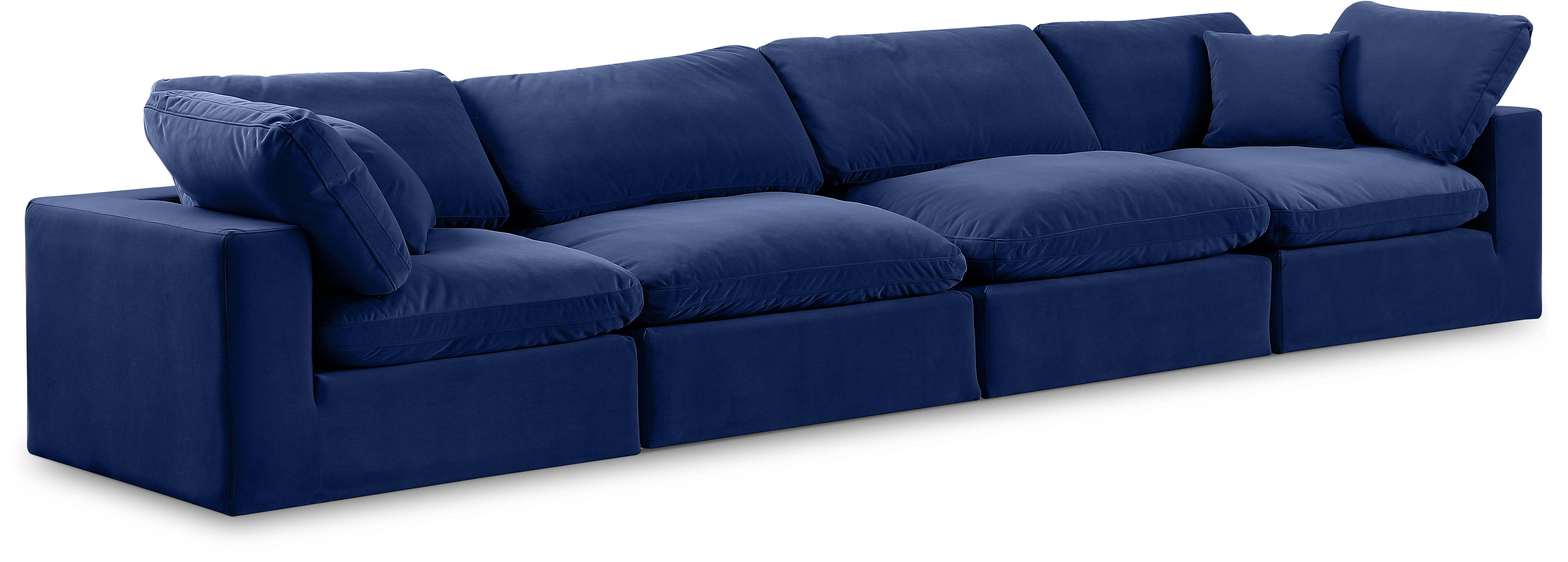 Comfy - Velvet Modular Sofa 4 Seats - Blue