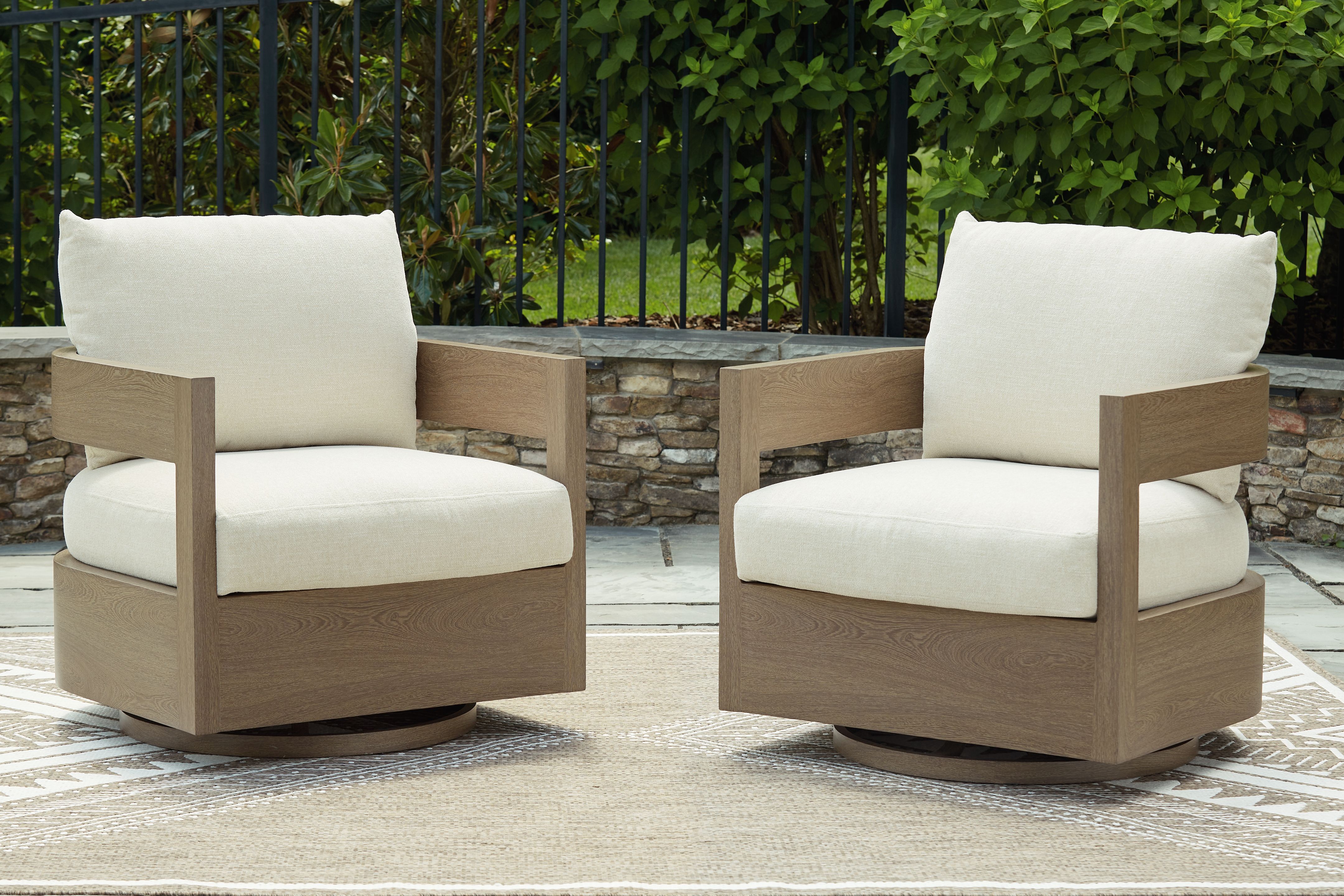 Ashley Furniture Serene Bay - Swivel Glider Chair With Cushion - Dark Brown / White - Image 7