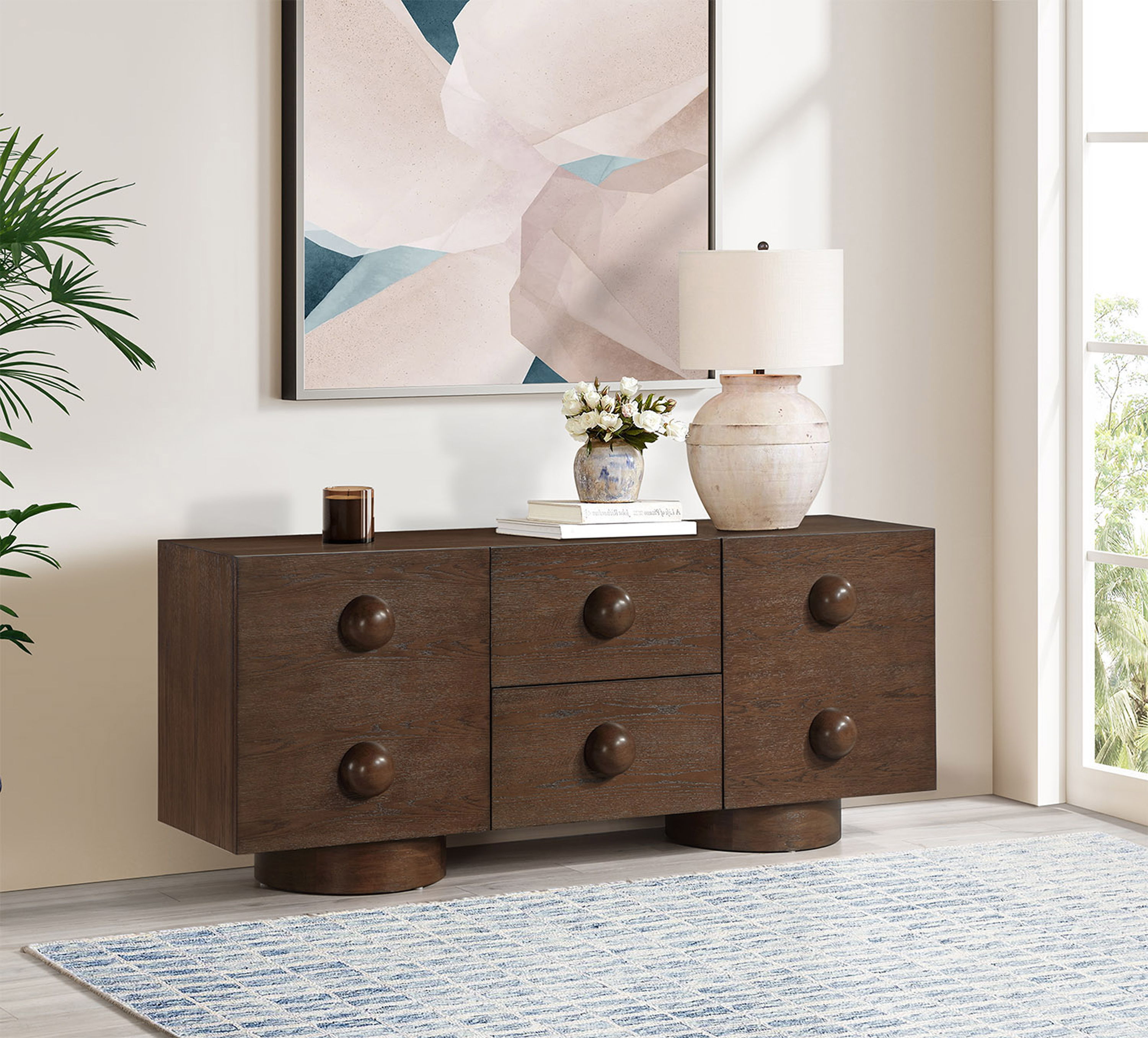 Bubble - Rubberwood with Oak Veneer Sideboard / Buffet - Brown