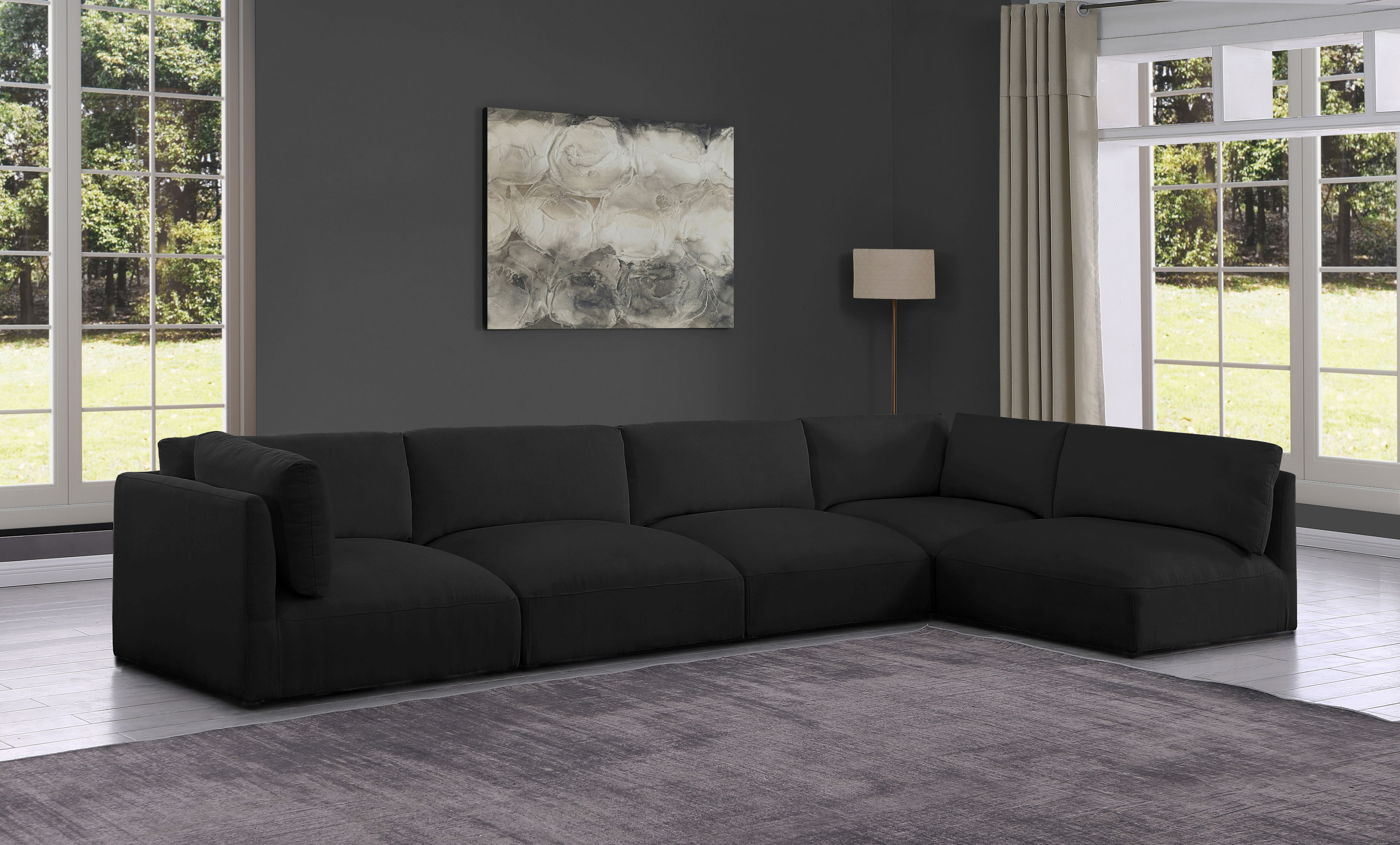 Ease - 5 Piece Modular Sectional - Black