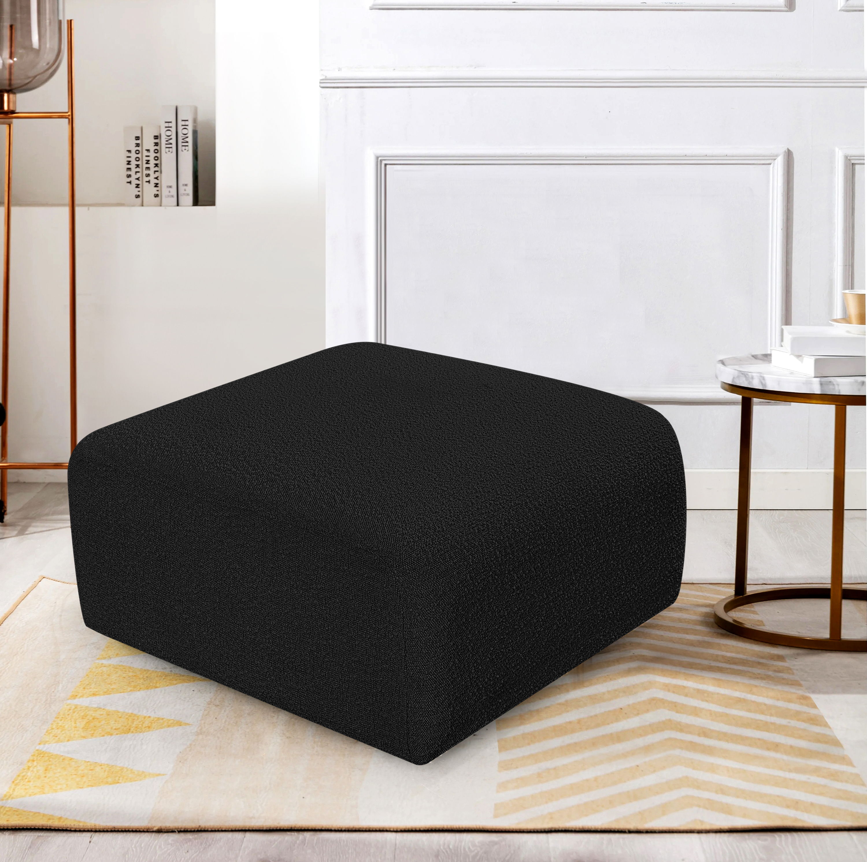 Arc - Boucle Fabric Ottoman - Black