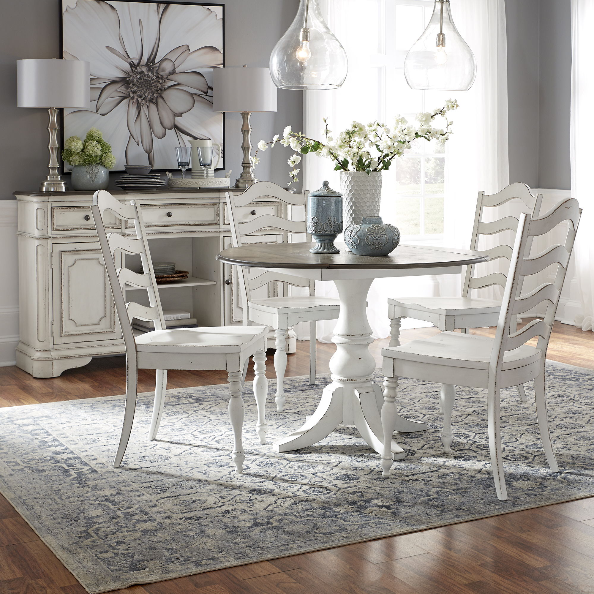 Liberty Furniture Magnolia Manor - 5 Piece Drop Leaf Set - White
