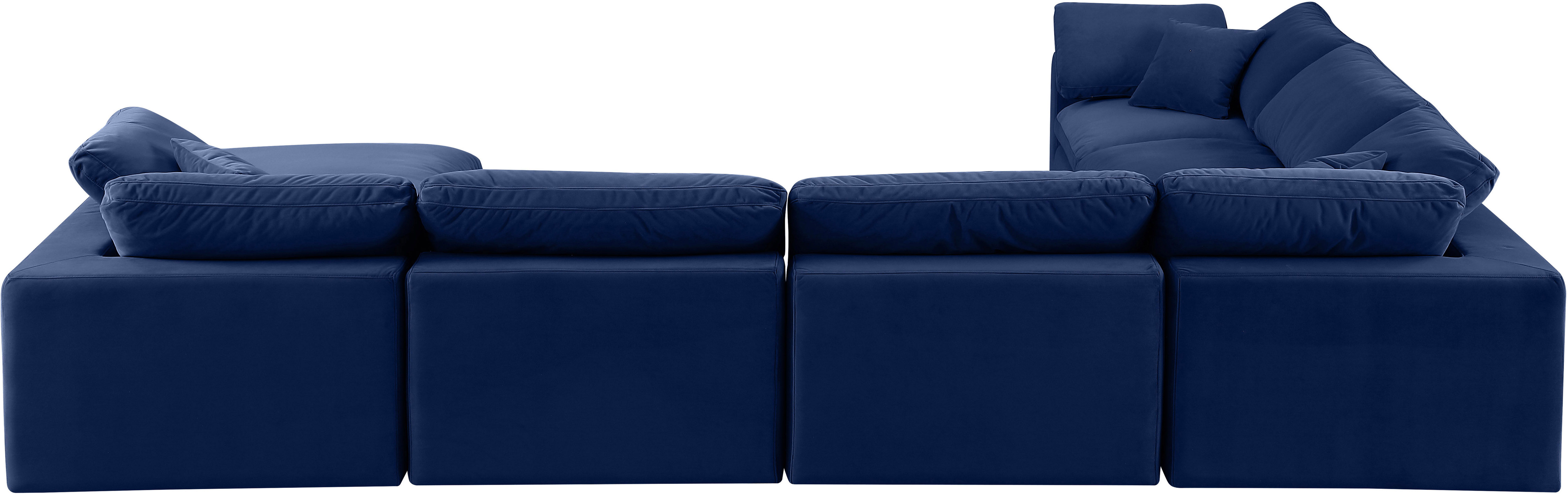 Comfy - 7 Piece Velvet Modular Sectional With Chaise - Navy